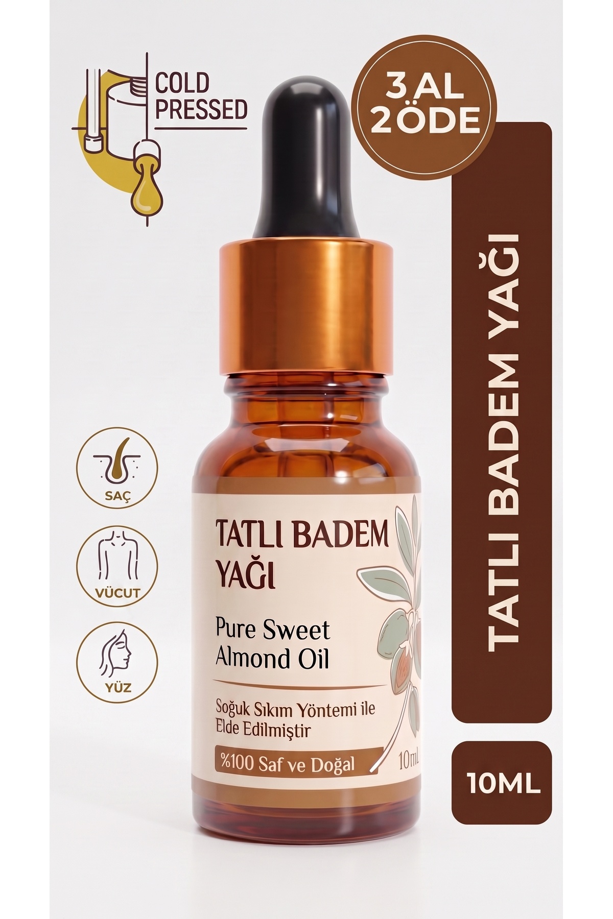 aktarloji Tatlı Badem Yağı 10 ml / Soğuk Sıkım / %100 Saf Ve Doğal / Sweet Almond Oil — A1-Tatlı-Badem-yag-10