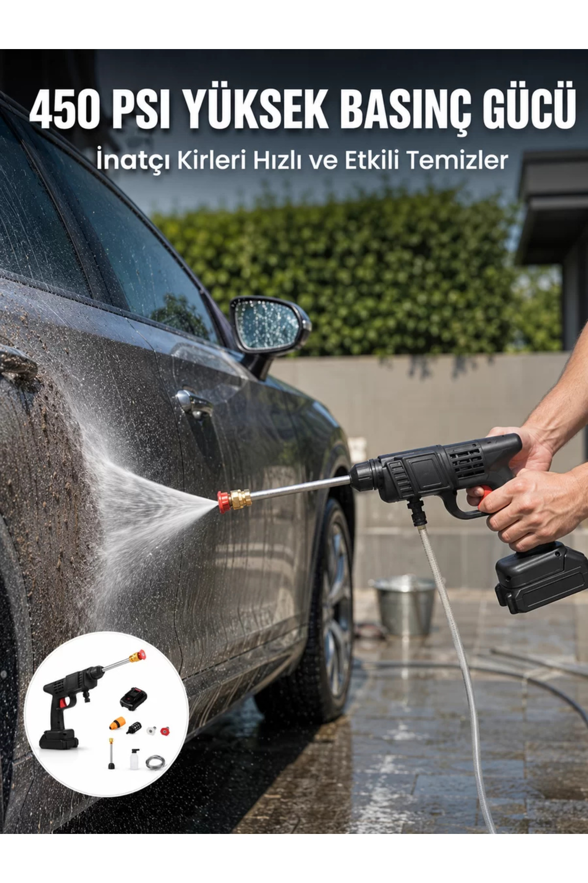 Kablosuz Taşınabilir Basınçlı Yıkama Tabancası Köpük Şişeli