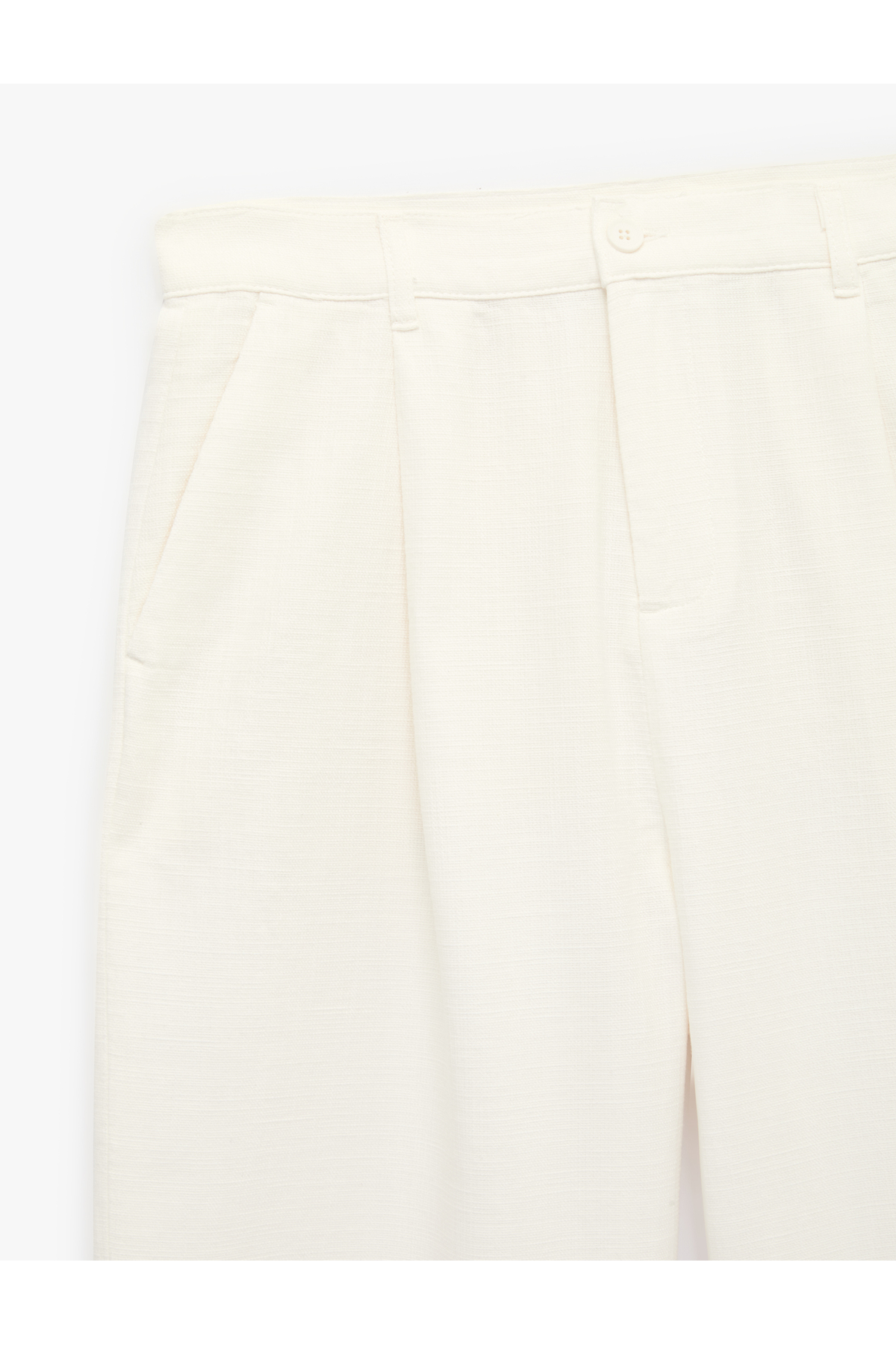 Rahat Kalıp Pamuklu Cepli Pileli Barrel Fit Pantolon — سفید 6SAM40127NW — تصویر 3 از 3
