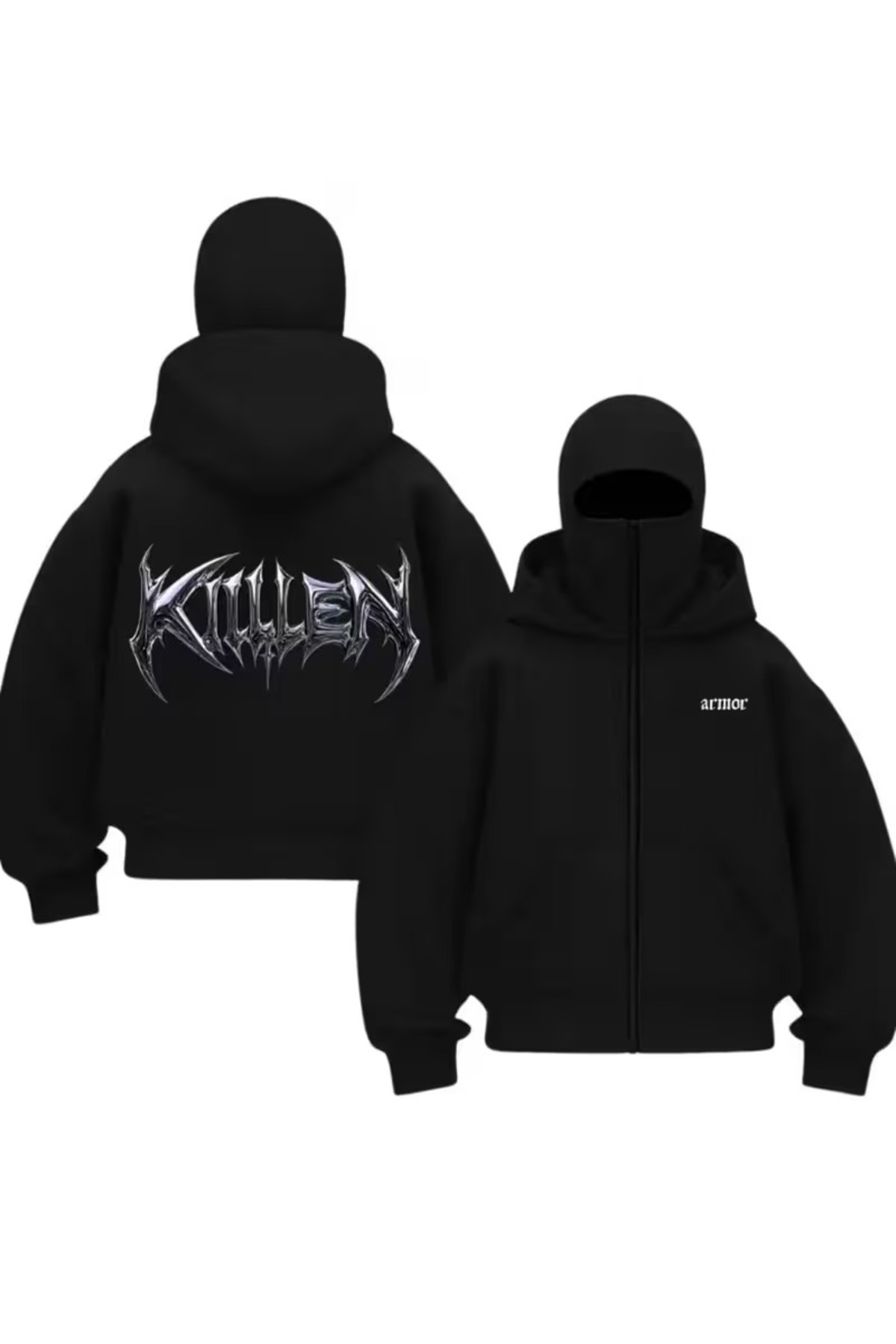AZIZI TEKSTIL Kar Maskeli Ninja Unisex Sweatshirt Hırka 2iplik kalın polar görsel 3