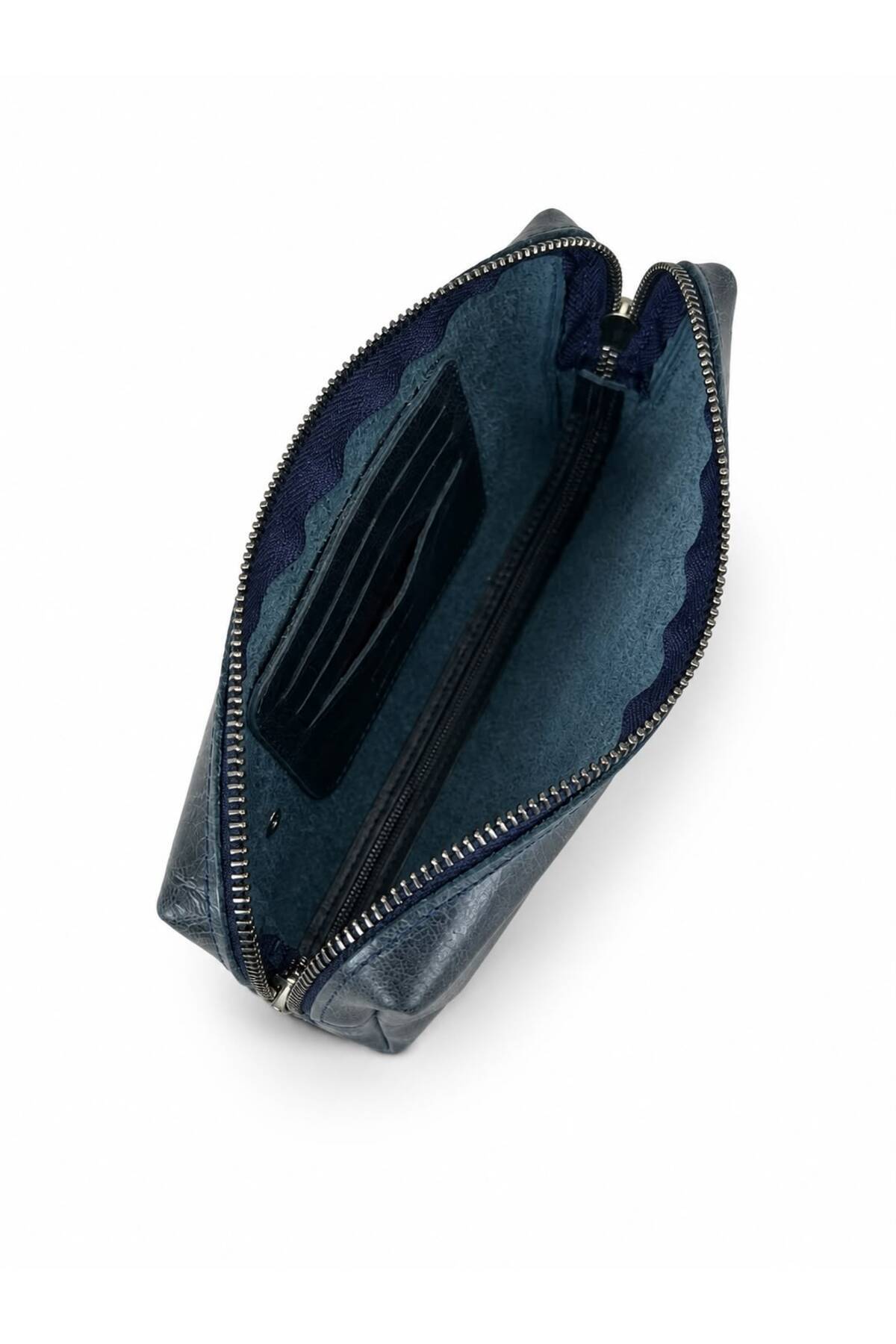 ÖzkanAccessory Capella Hakiki Deri Lacivert Unisex El Çantası görsel 4