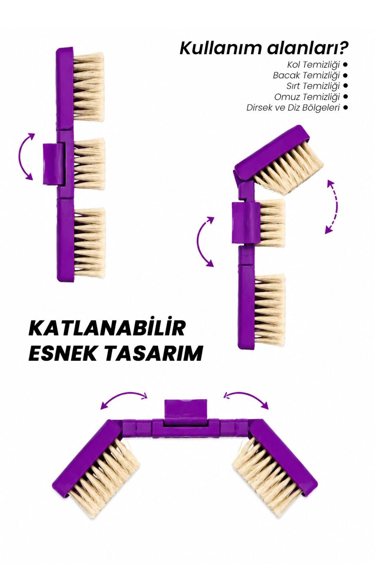 %100 At Kılı Selülit Fırçası Mor Renk — SLTFR001 — تصویر 2 از 3