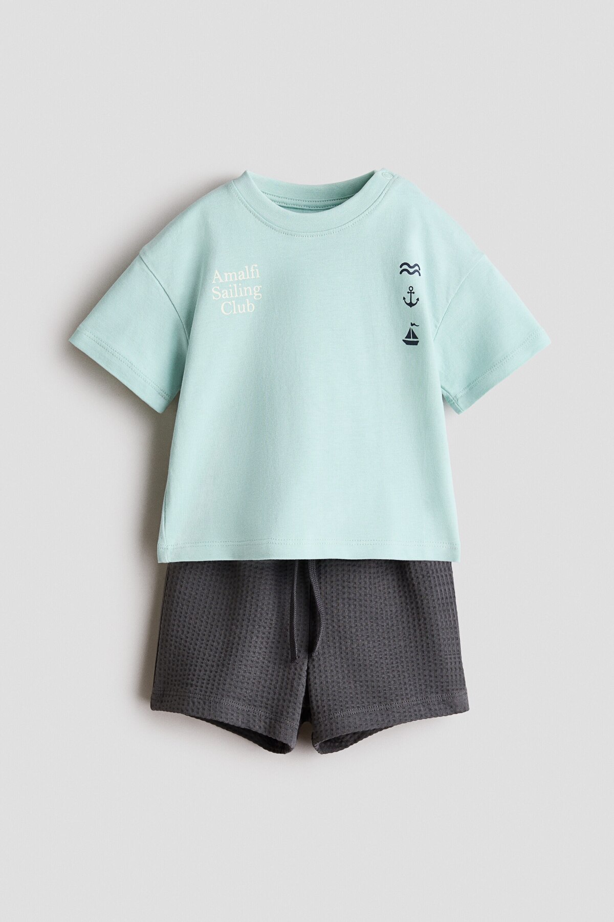 ست جرسی نخی دو تکه اچ اند ام ست تی شرت و شلوارک H&M
