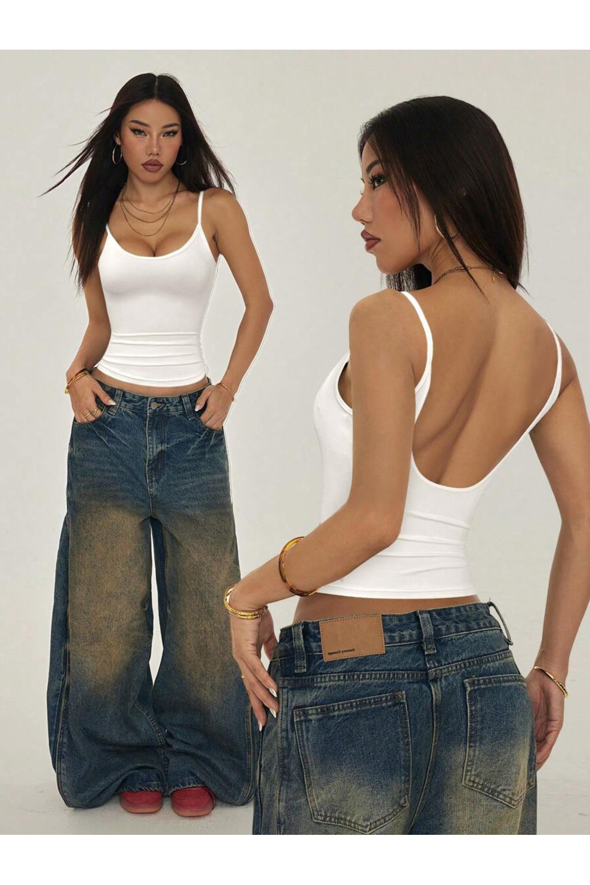 OVER HEAD Kadın İp Askılı Sırt Dekolteli Body