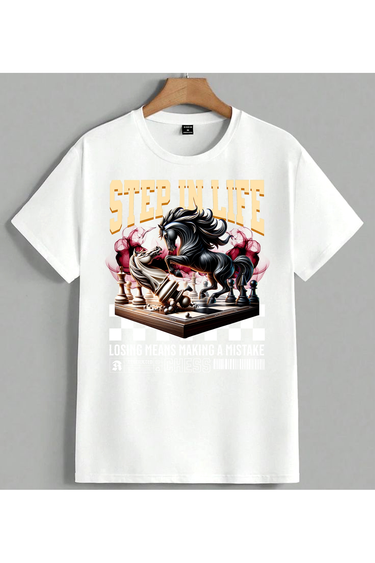 ELFERA Step İn Life Satrans at Pink Printed Unisex Oversize T-Shirt White