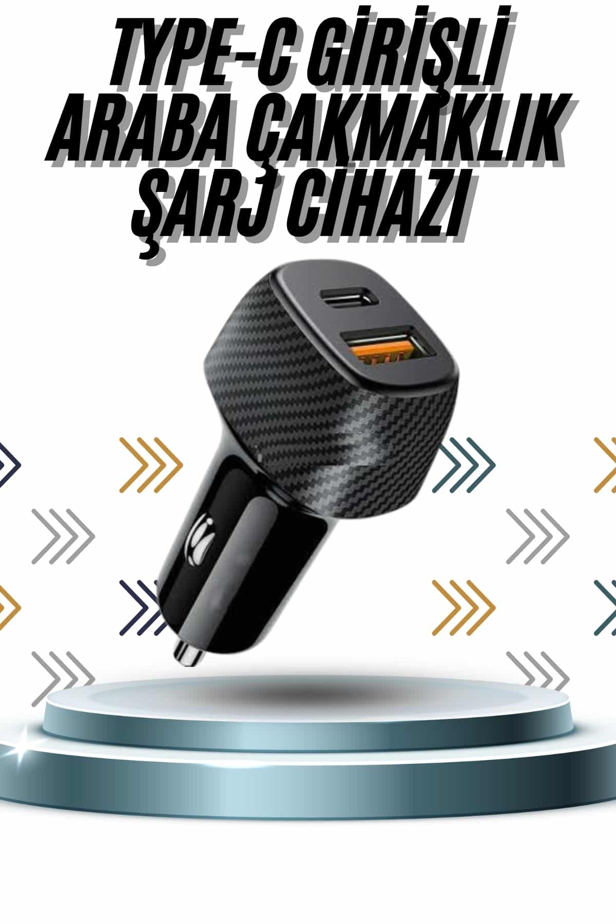 markentegra Hızlı Oto Şarj Cihazı 38W Çift Girişli HIzlı Şarj Oto Çakmaklık Type-C