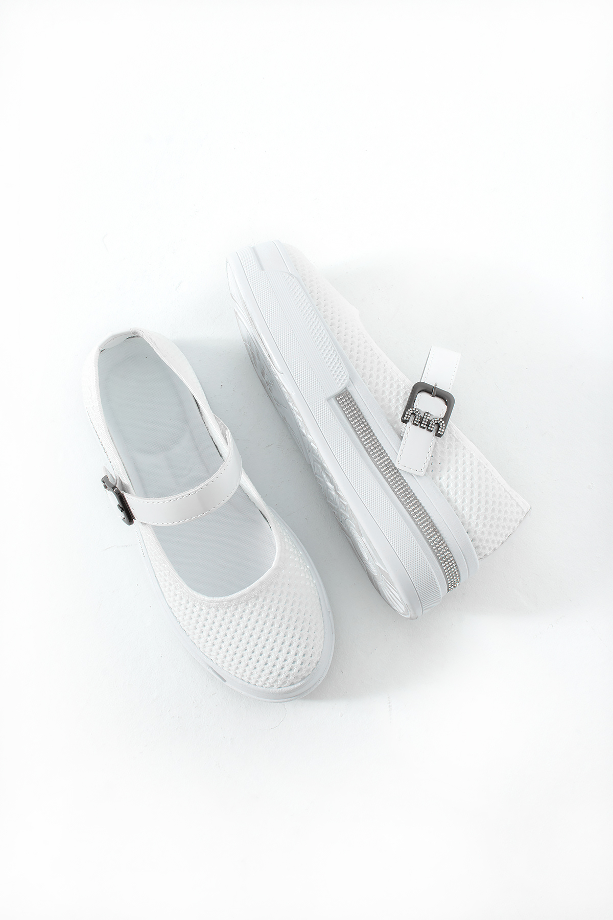 Mamito Ayakkabı MDL 1017 Taş Detaylı Tokalı Triko Loafer görsel 4