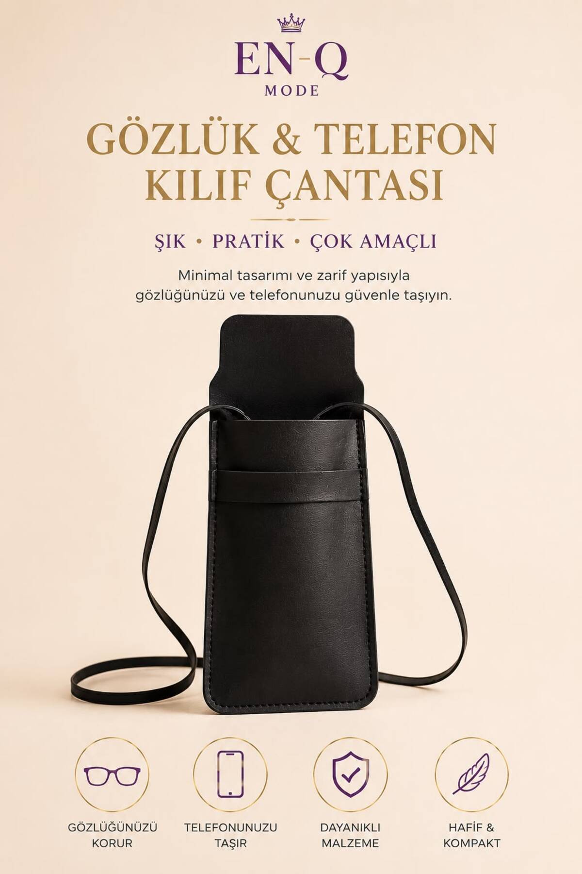ENQ 2’si 1 Arada Gözlük & Telefon Kılıf Çantası