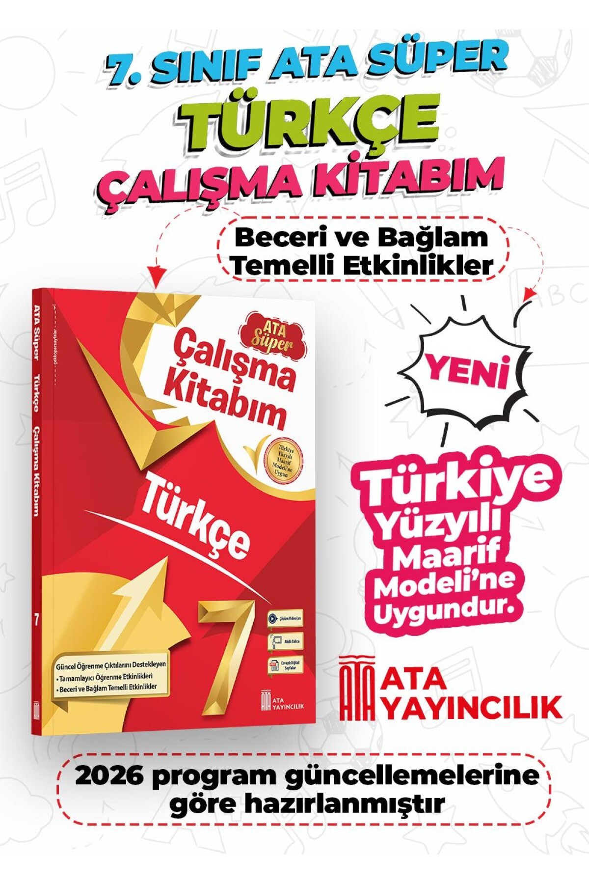 Ata Yayıncılık 7. Sınıf Türkçe Ata Süper Çalışma Kitabım Yeni - Fiyatı