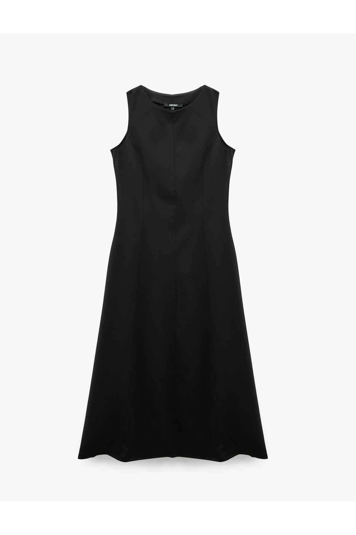 Koton Dikiş Detaylı Slim Fit Bisiklet Yaka Kolsuz Midi Elbise görsel 5