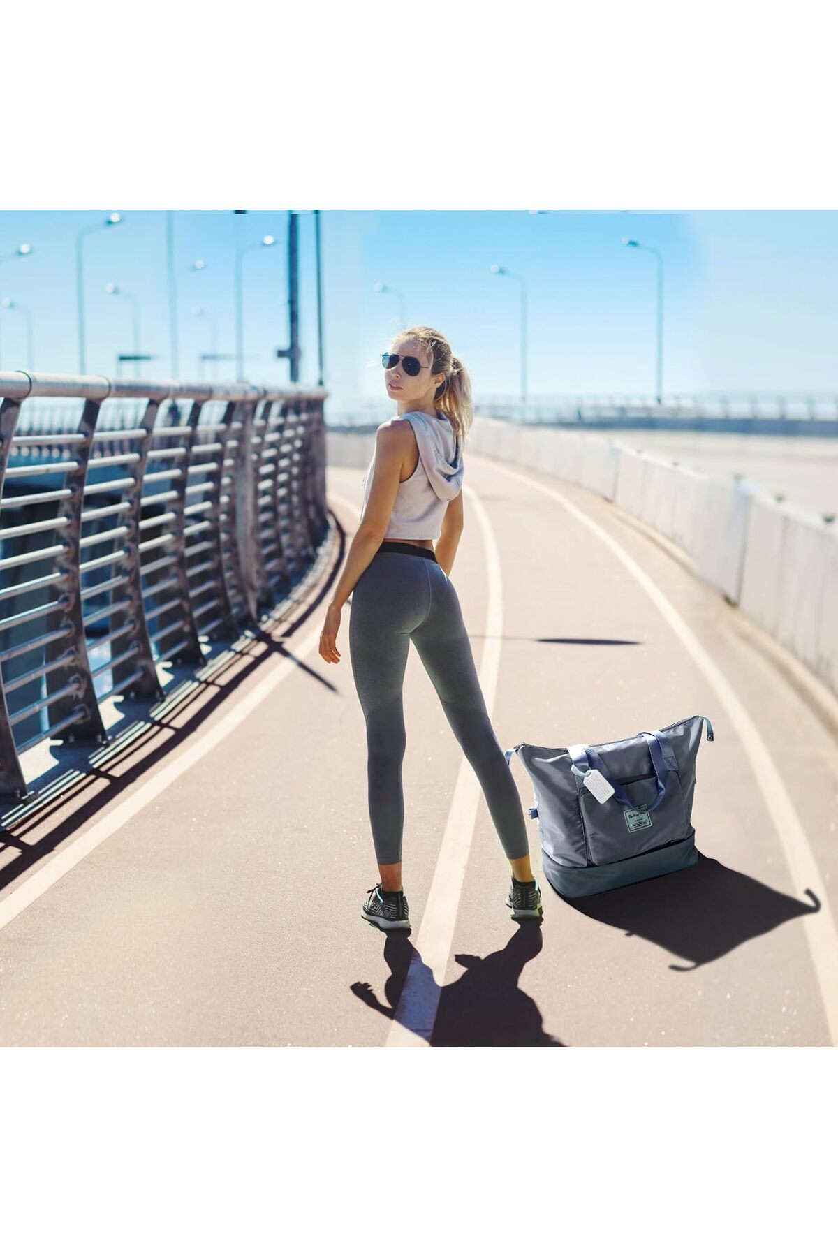 Doori Katlanabilir Seyahat Çantası - Geniş Hacimli Spor çantası - Market Alışveriş Çantası - Bebek çantası - Anne Çantası - Plaj çantası görsel 7