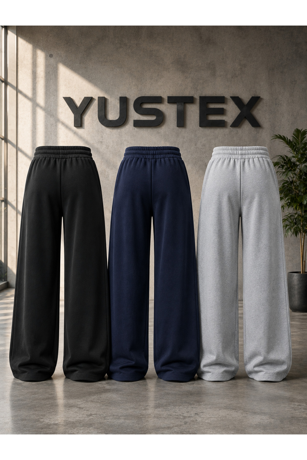 yx yustex sport 3 ADET NY BASKILI EŞOFMAN ALTI (SİYAH - GRİ ve LACİVERT) BOL PAÇA EŞOFMAN görsel 5