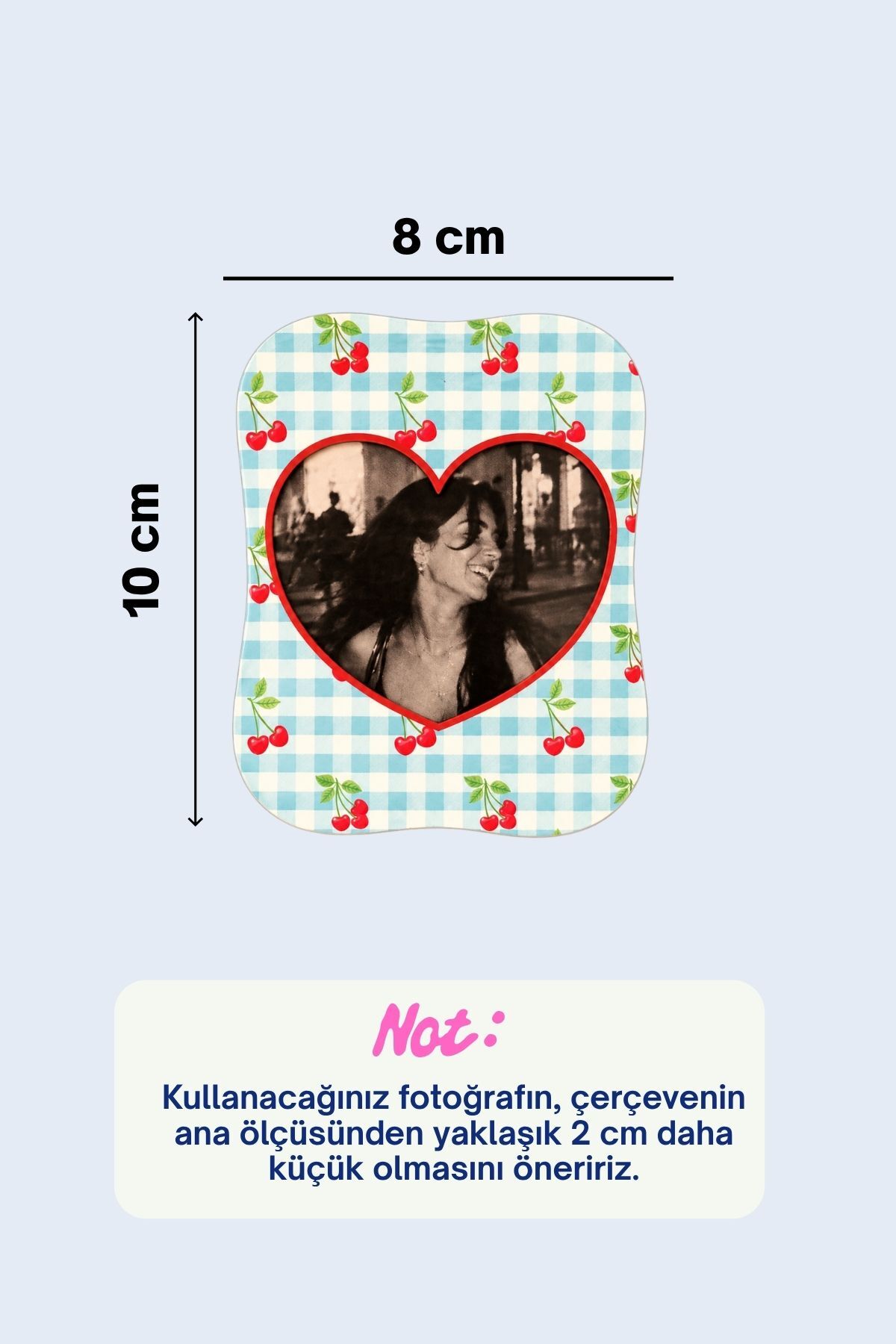 Kirazlı Magnet Fotoğraf Çerçevesi – Kalpli