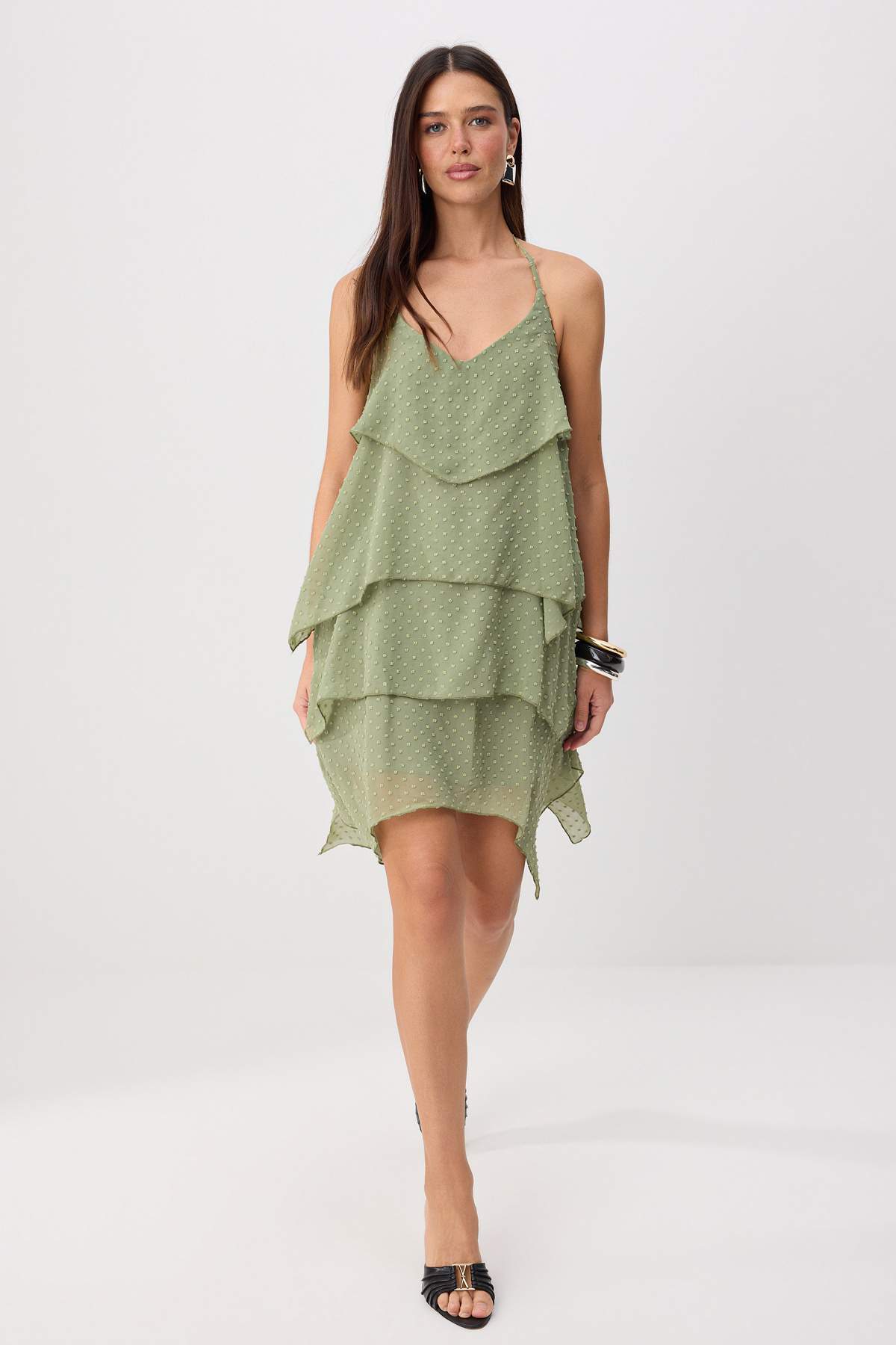 Trendyolmilla Mint Düz Kısa / Mini Dokuma Elbise TWOSS26EL00825
