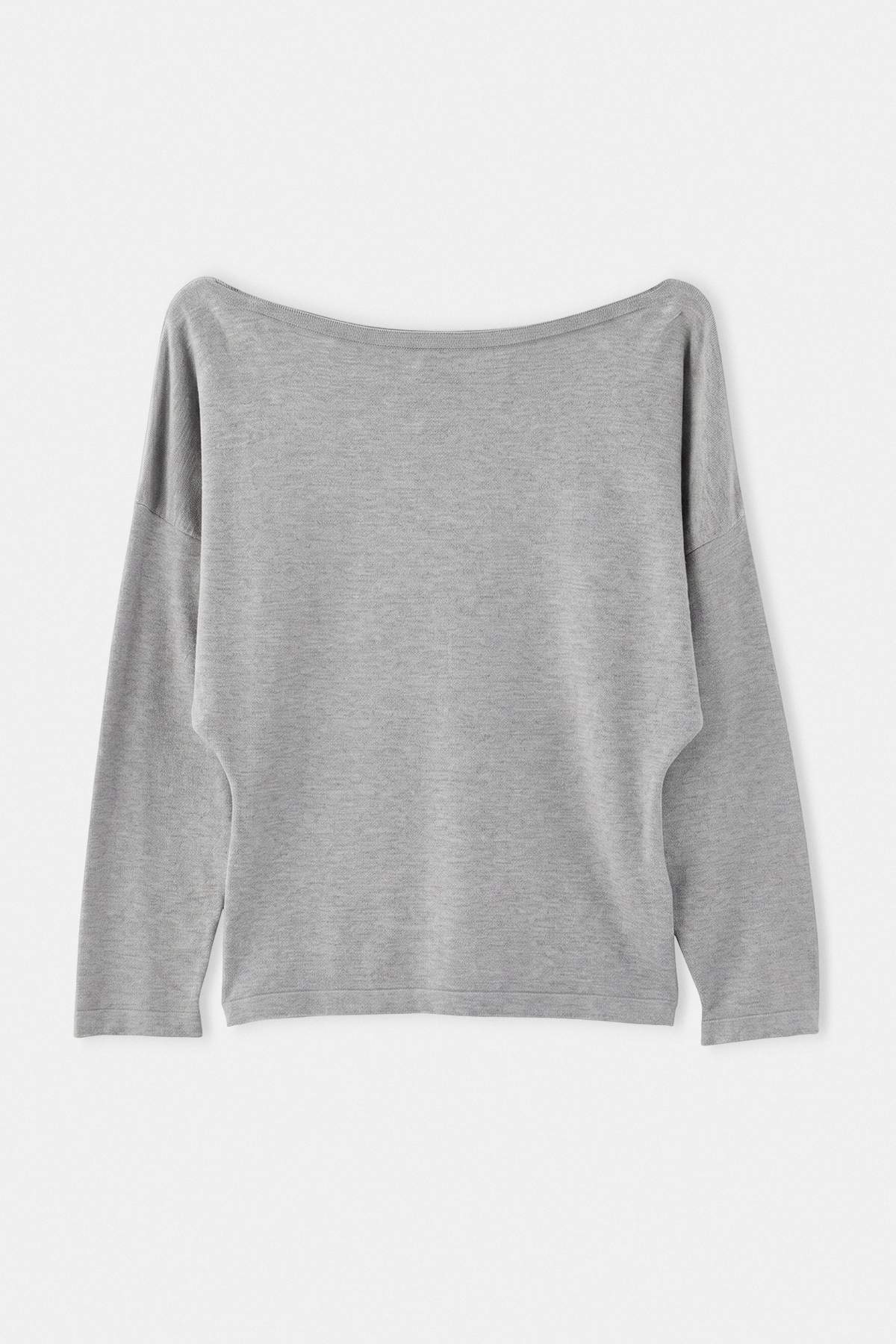 Trendyolmilla Gri Kayık Yaka Fitted Triko Kazak TWOAW27KZ00170