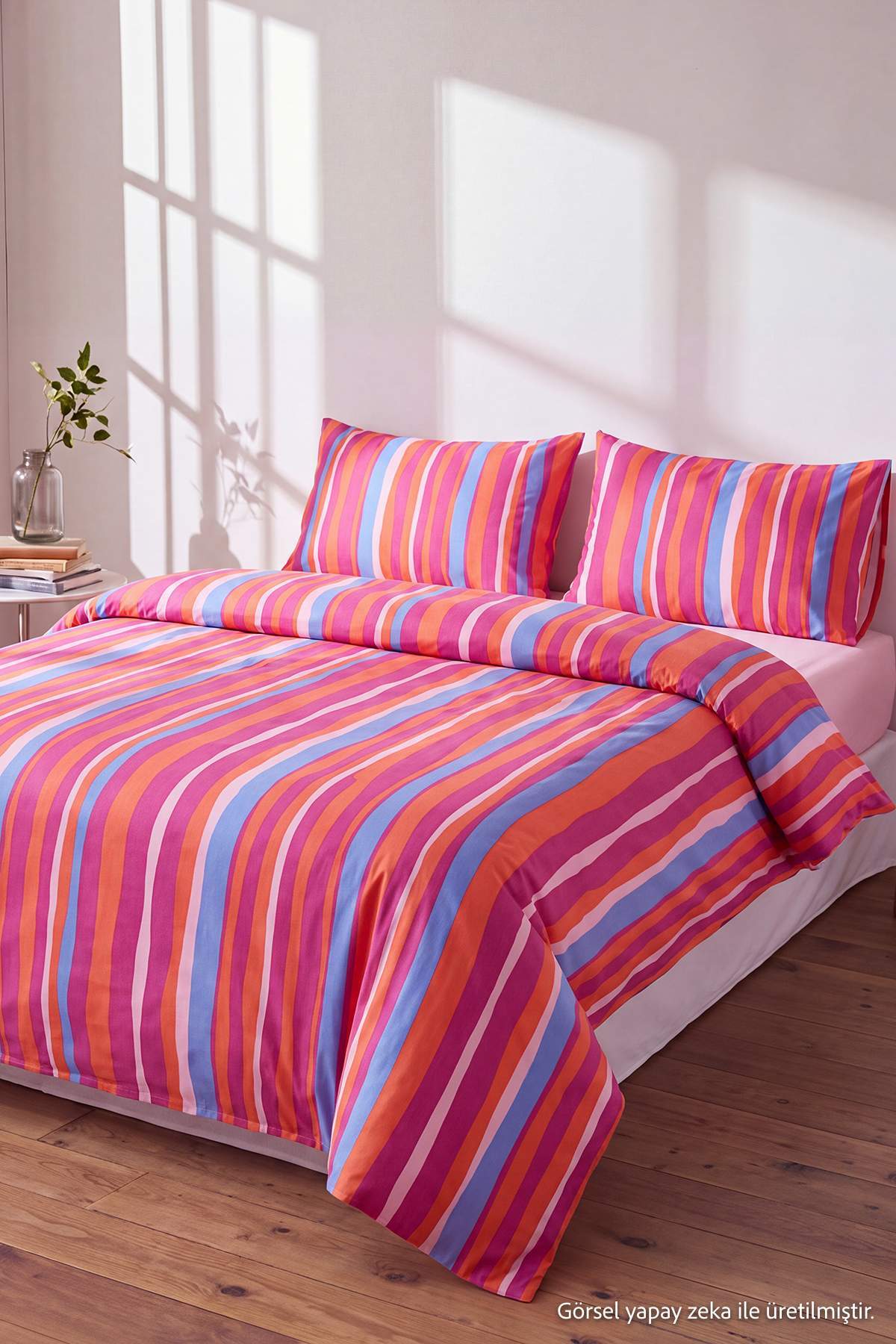 Trendyol Home Double Striped Colored Elastic Sheet Duvet Cover Set Tphaw27Ckn00003