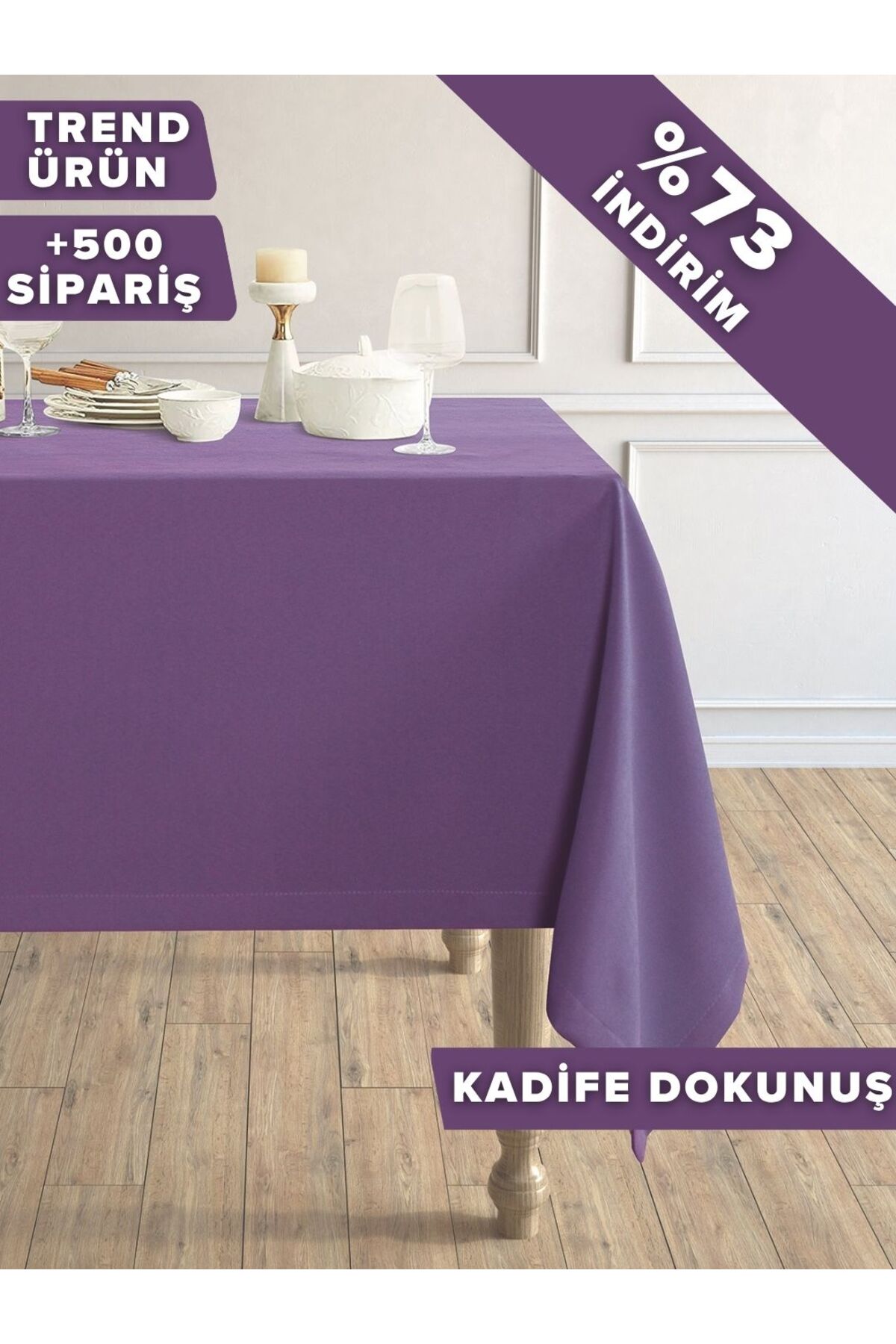 Daily Series Velvet Textured Violet Tablecloth
