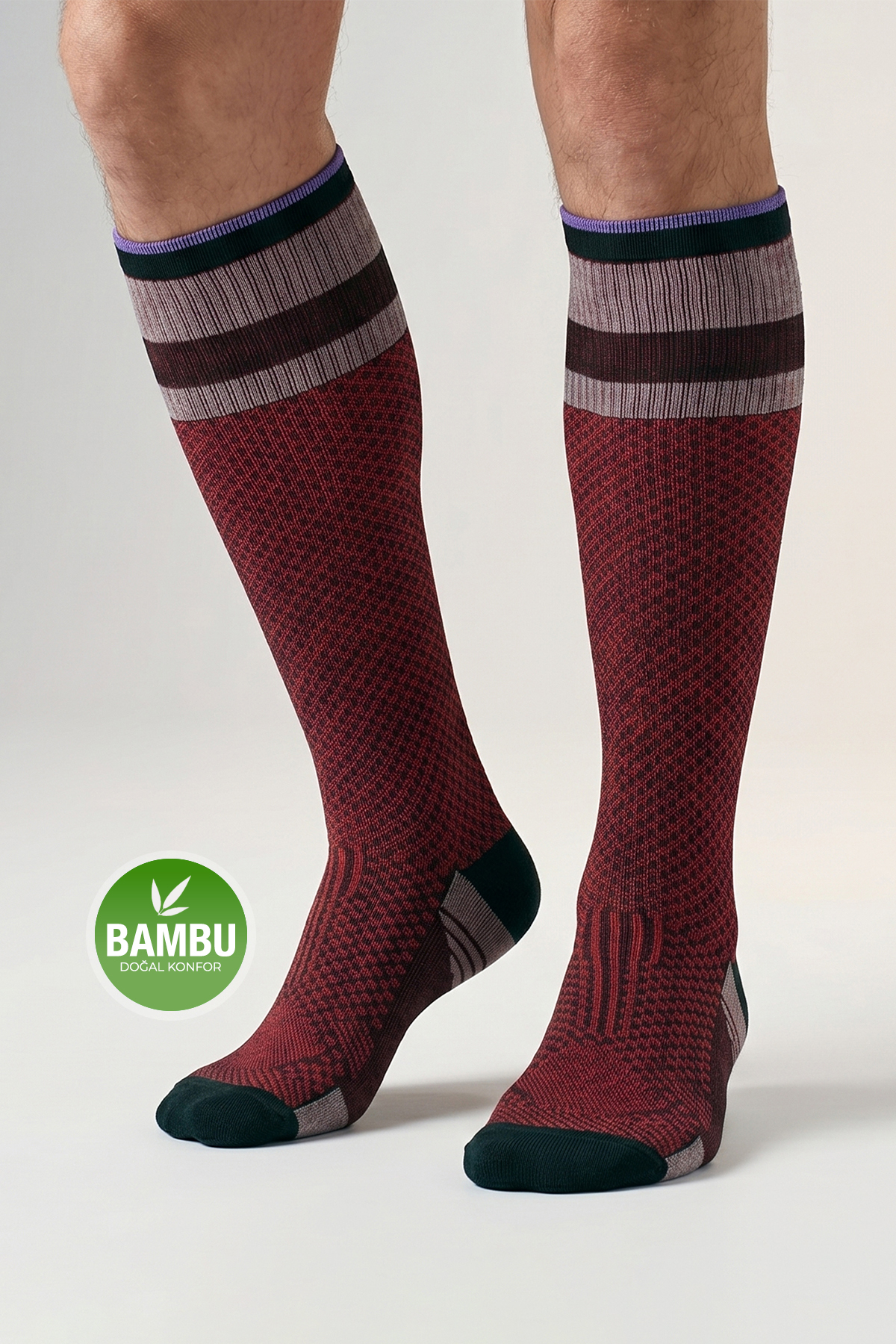 Bamboo Seamless Colorful Knee Length 15-20 Mm Hg Pressure Women Men Compression Socks 3596