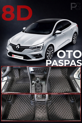 PASPASGRAFT RENAULT RENO MEGANE 4 2016-2025 Siyah Üzeri Gri Dikiş 8D Prestige...