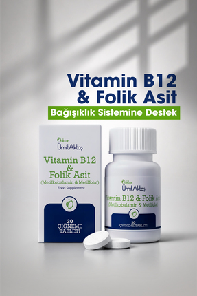 Dr. Ümit Aktaş Vitamin B12 & Folikasit - Aktif B9 - 30 Tablet