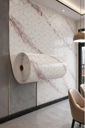 Renkli Duvarlar 60cmx300cm Tek Parça Yapışkanlı Rulo Mermer Desenli Duvar Pan...