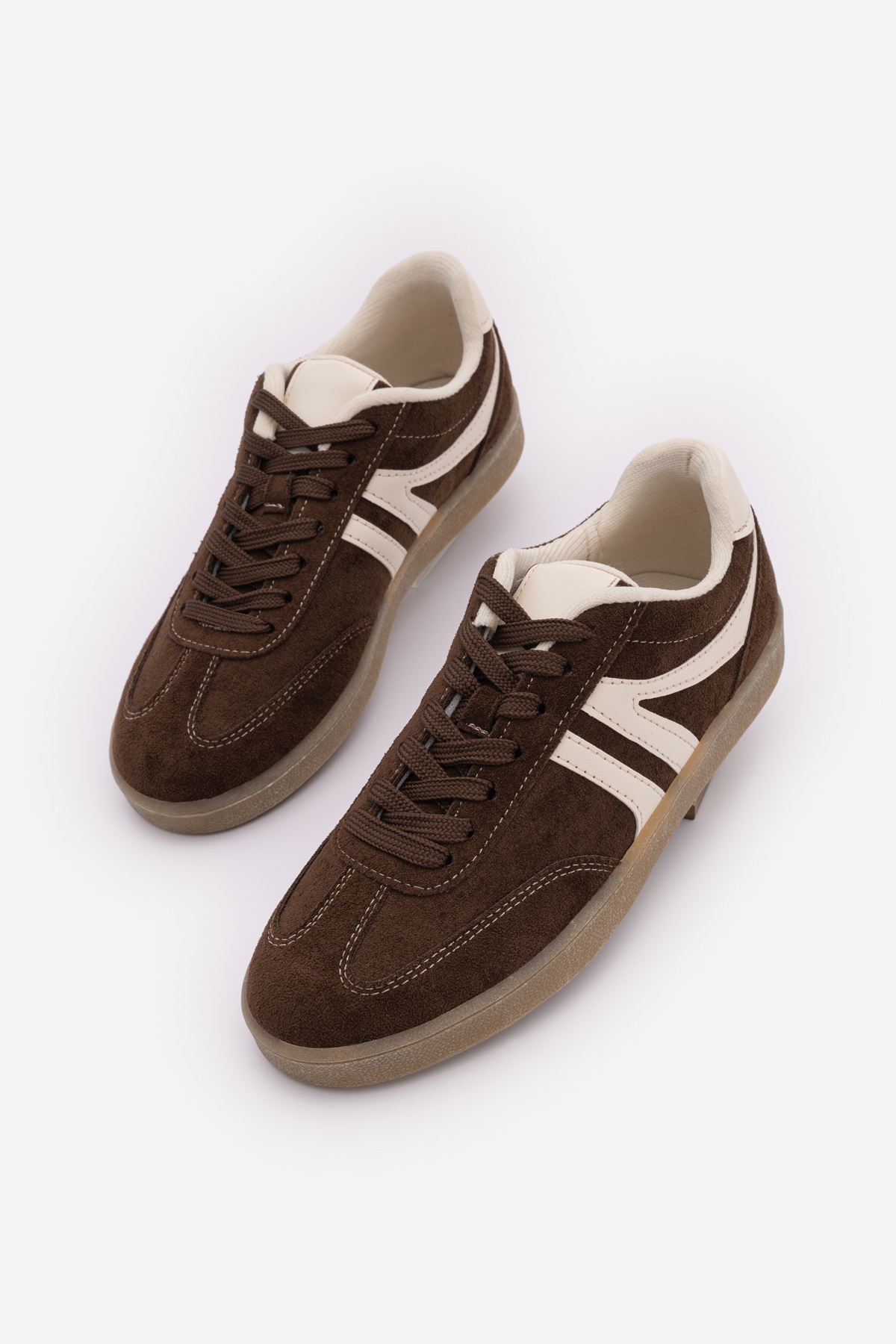 Women's Sneaker Lace-Up Flat Sole Bitter Coffee Sports Shoes Thyone Coffee Suede