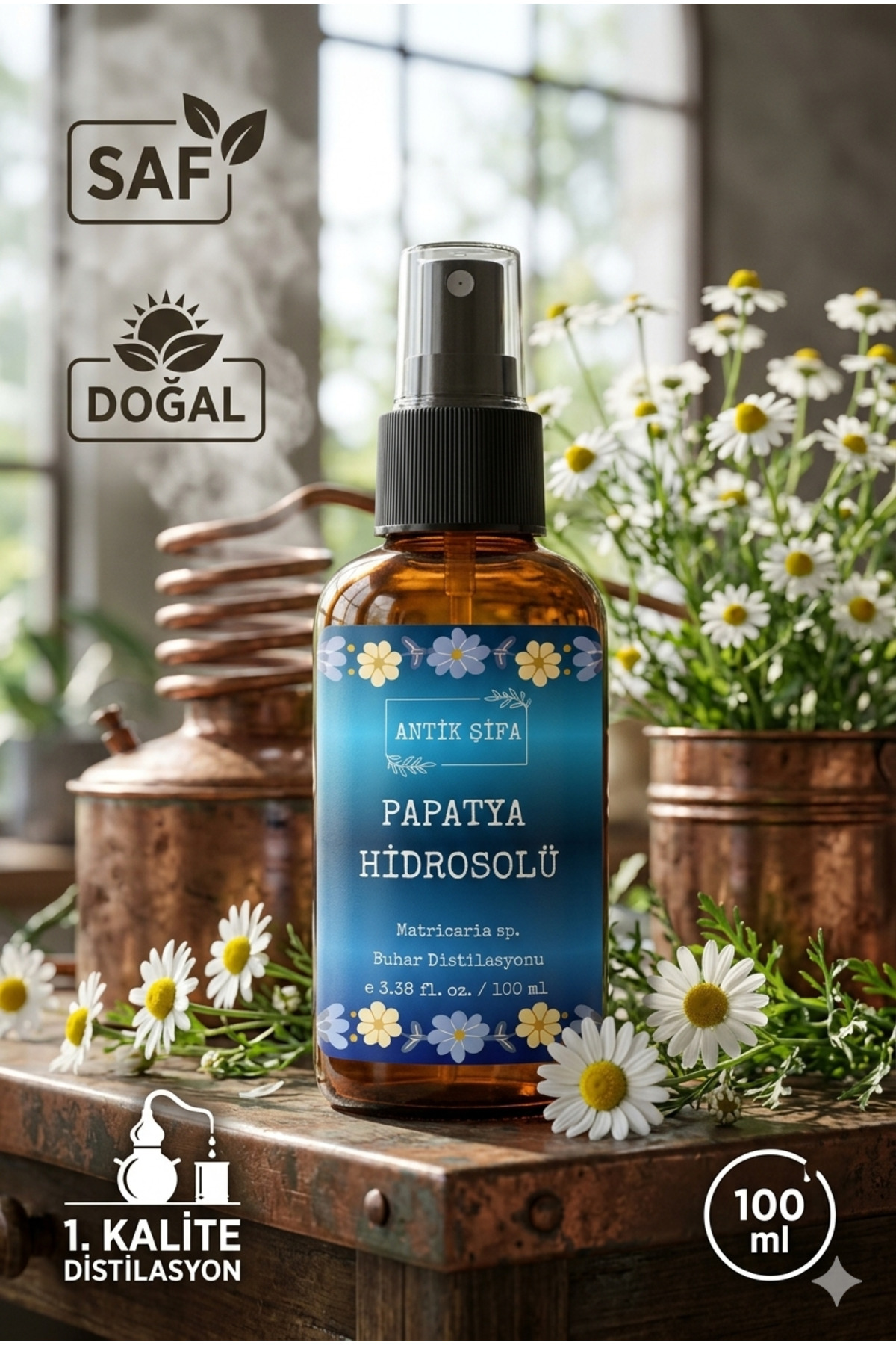 Papatya Hidrosolü (100 ML)- %100 Seyreltilmemiş, Doğal Papatya Suyu — papatya100ml