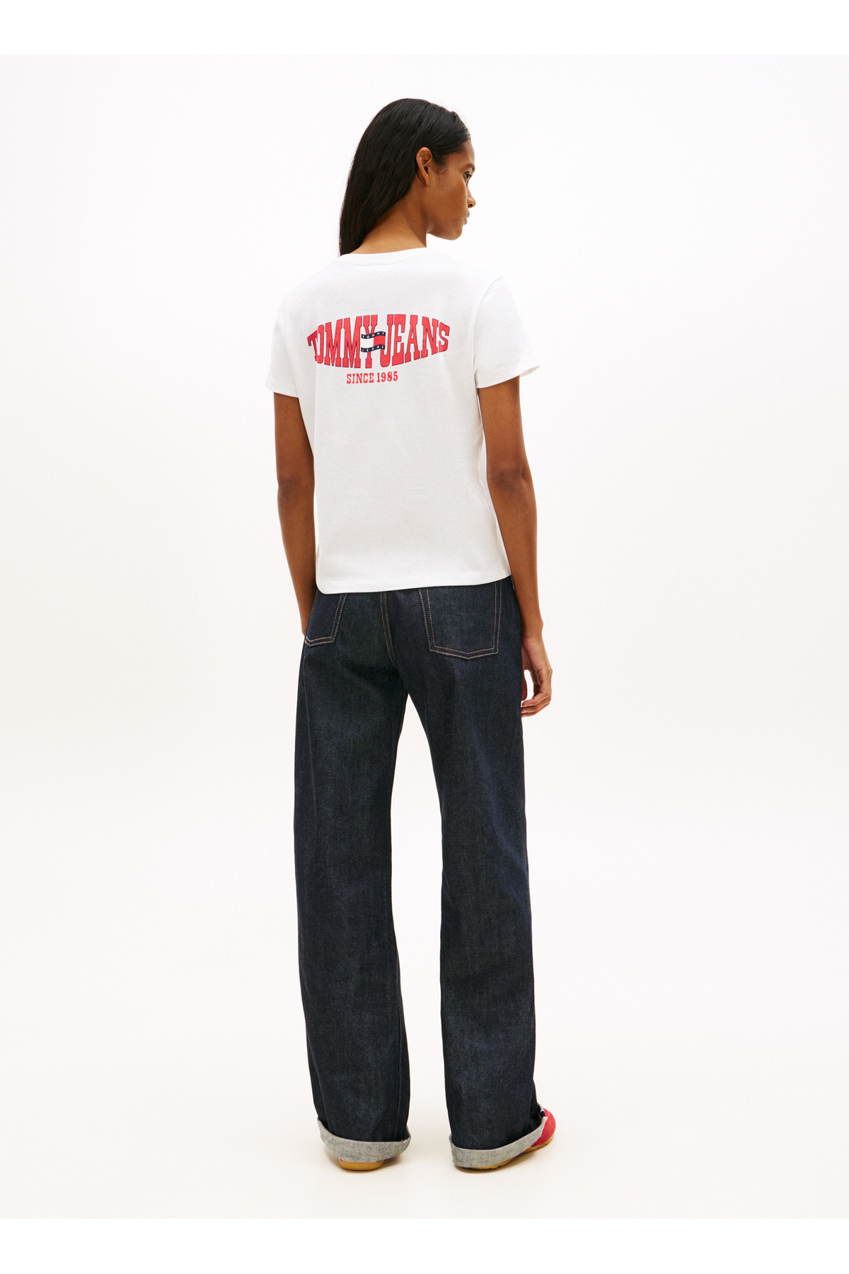 Tommy Jeans Ekru Kadın T-Shirt TJW REG WAVY FLAG SS TEE EXT görsel 3
