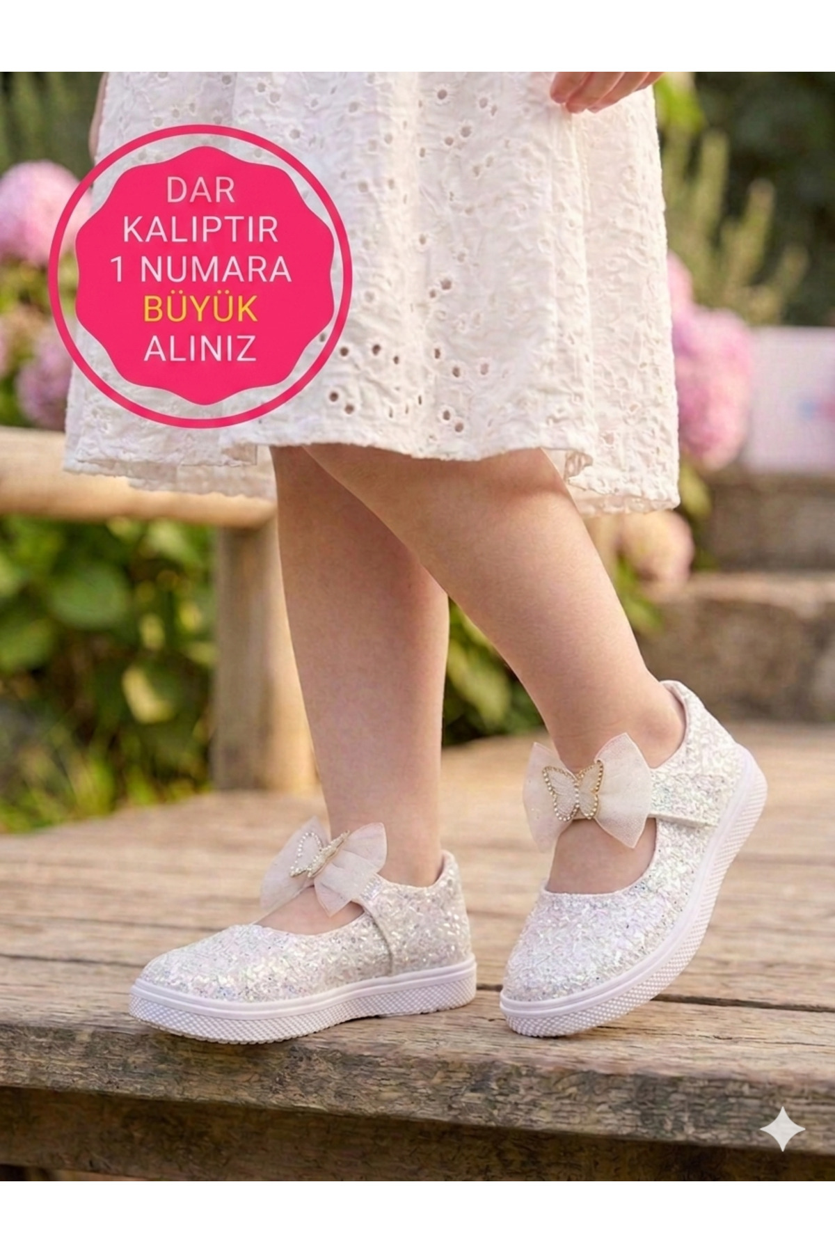 GIRL WHITE BOWTIE SPARKLY GLITTERY STYLISH FLATS