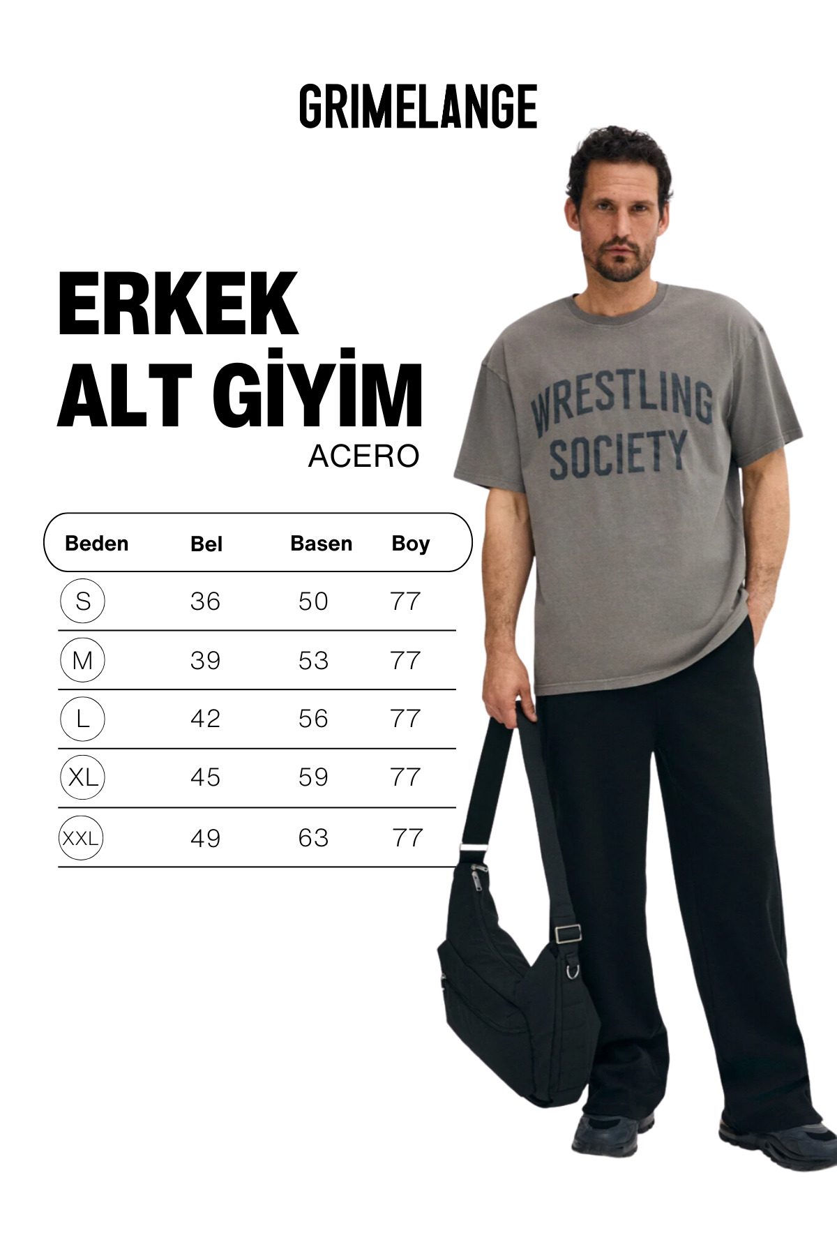 GRIMELANGE ACERO Erkek Organik Pamuklu Beli Lastikli Etiket Detaylı Siyah Eşofman Altı görsel 7