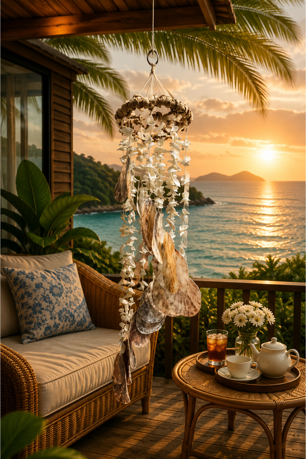 Seashell Wind Bell & Balcony Garden Ceiling Ornament & Natural Seashell
