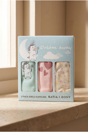 Katia & Bony 3'lü Paket Desenli Kız Çocuk Kutulu Atlet Yeşil
