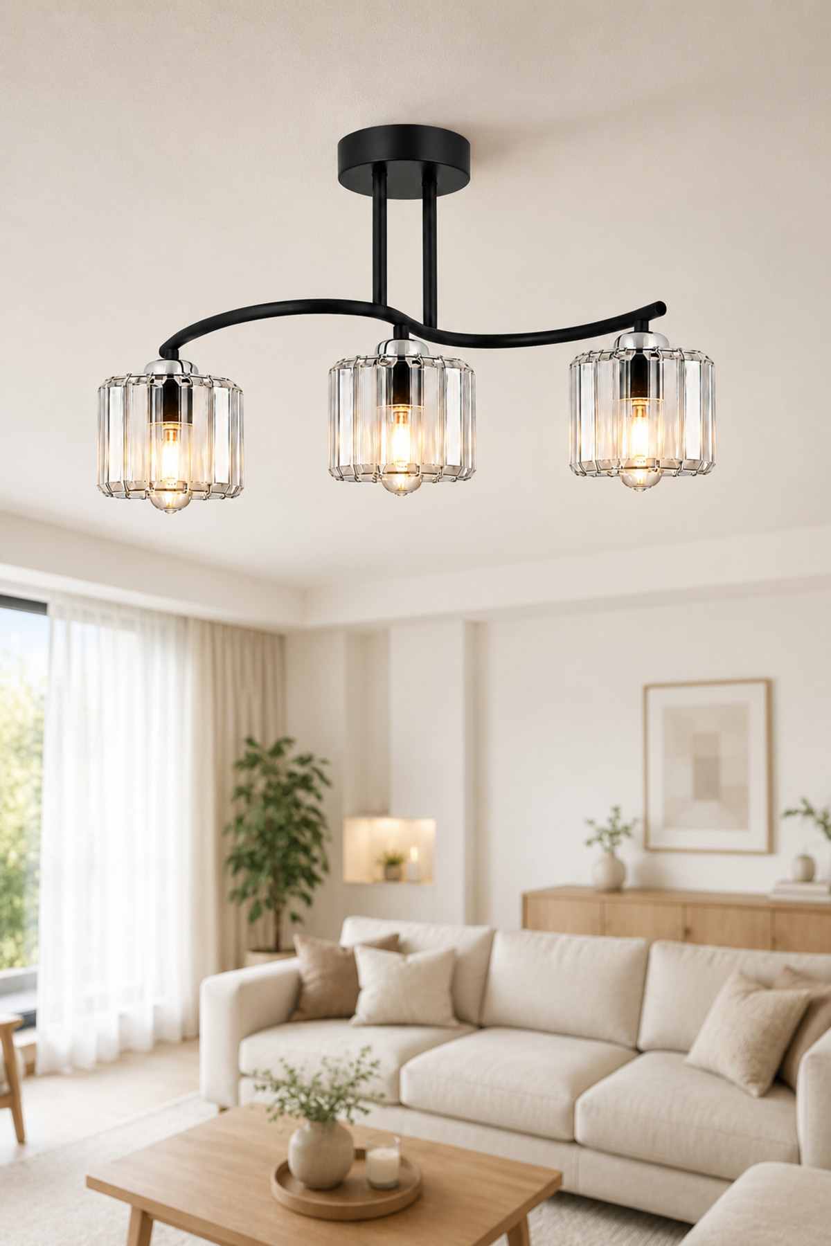 AHU 3-LIGHT CHANDELIER DECORATIVE LIGHTING WITH CRYSTAL STONE