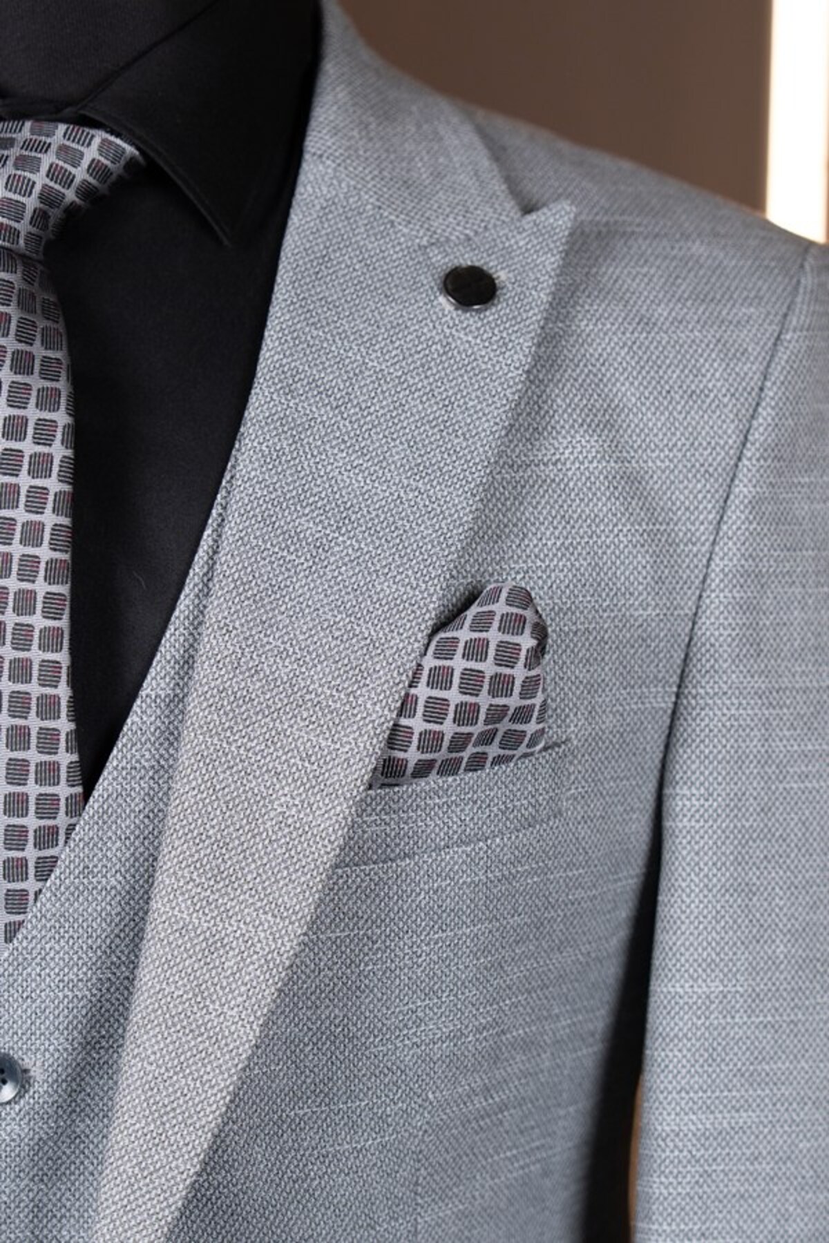 کت و شلوار با جلیقه - SlimFit. لطفا یک سایز بزرگتر انتخاب کنید. - خاکستری T09-1076 — تصویر 3 از 5