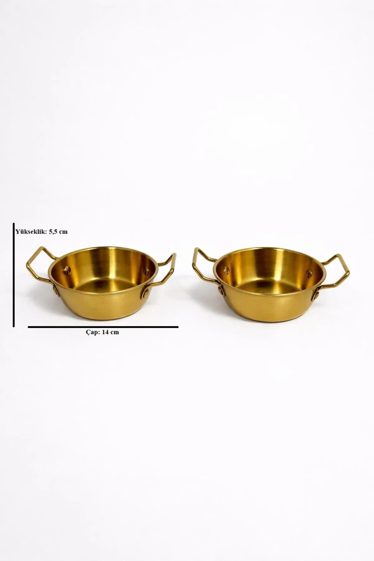 2’li Kulplu Tava Görünümlü 14 cm Gold Sunumluk Seti – Dekoratif Sunum Tabağı