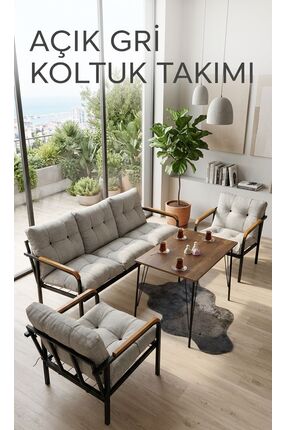 Madame Home Açelya Balkon, Bahçe, Cafe - Salon - Metal Kanepe Koltuk Takımı 3...