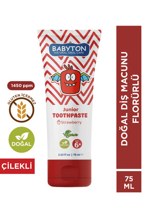BABYTON Doğal Çilekli 6 Yaş ve Üzeri Florürlü Diş Macunu 75 ml