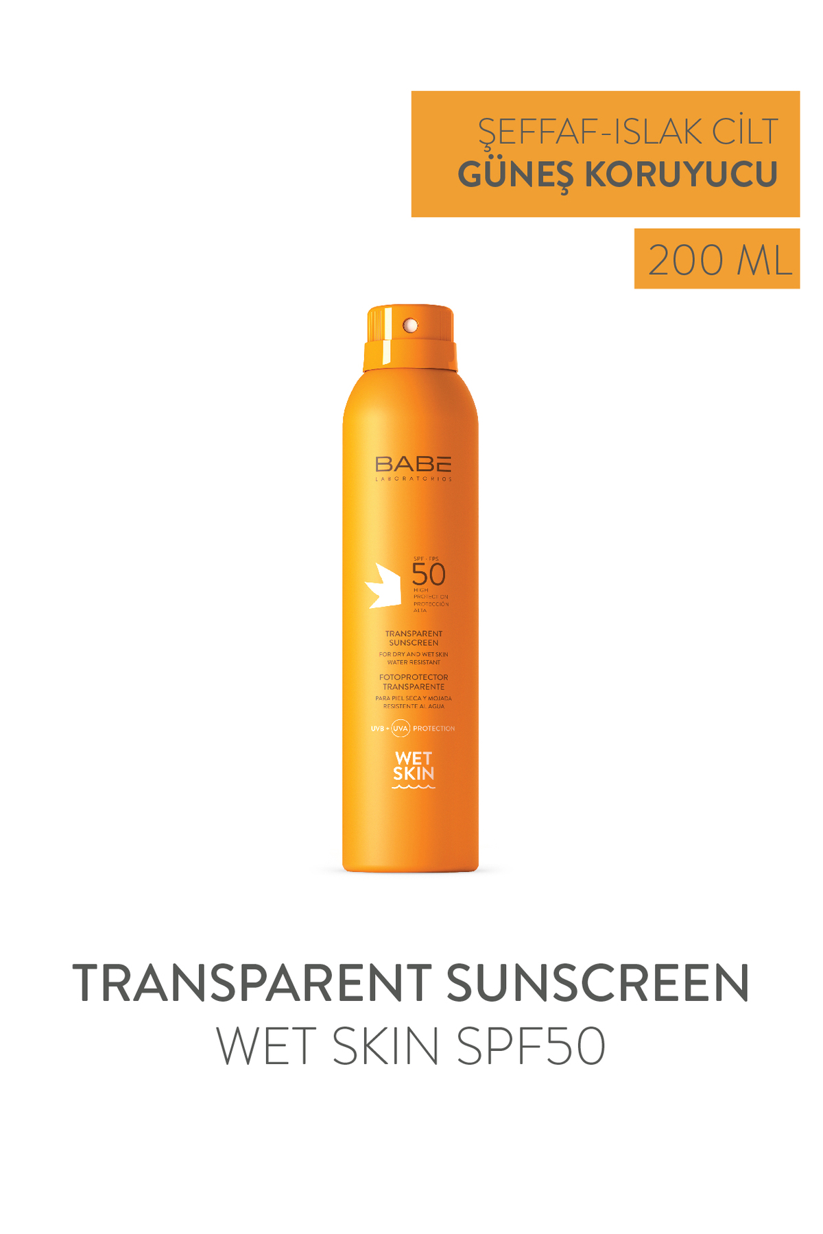Babe Laboratorios Transparent Sunscreen Wet Skin-Transparan Sprey Güneş Kremi SPF50 200ml — 8437011329943