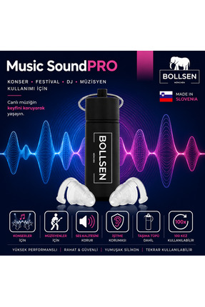 BOLLSEN MusicSoundPro Kulak Tıkaçları Konser Festival Parti İçin 24 dB SNR Gü...