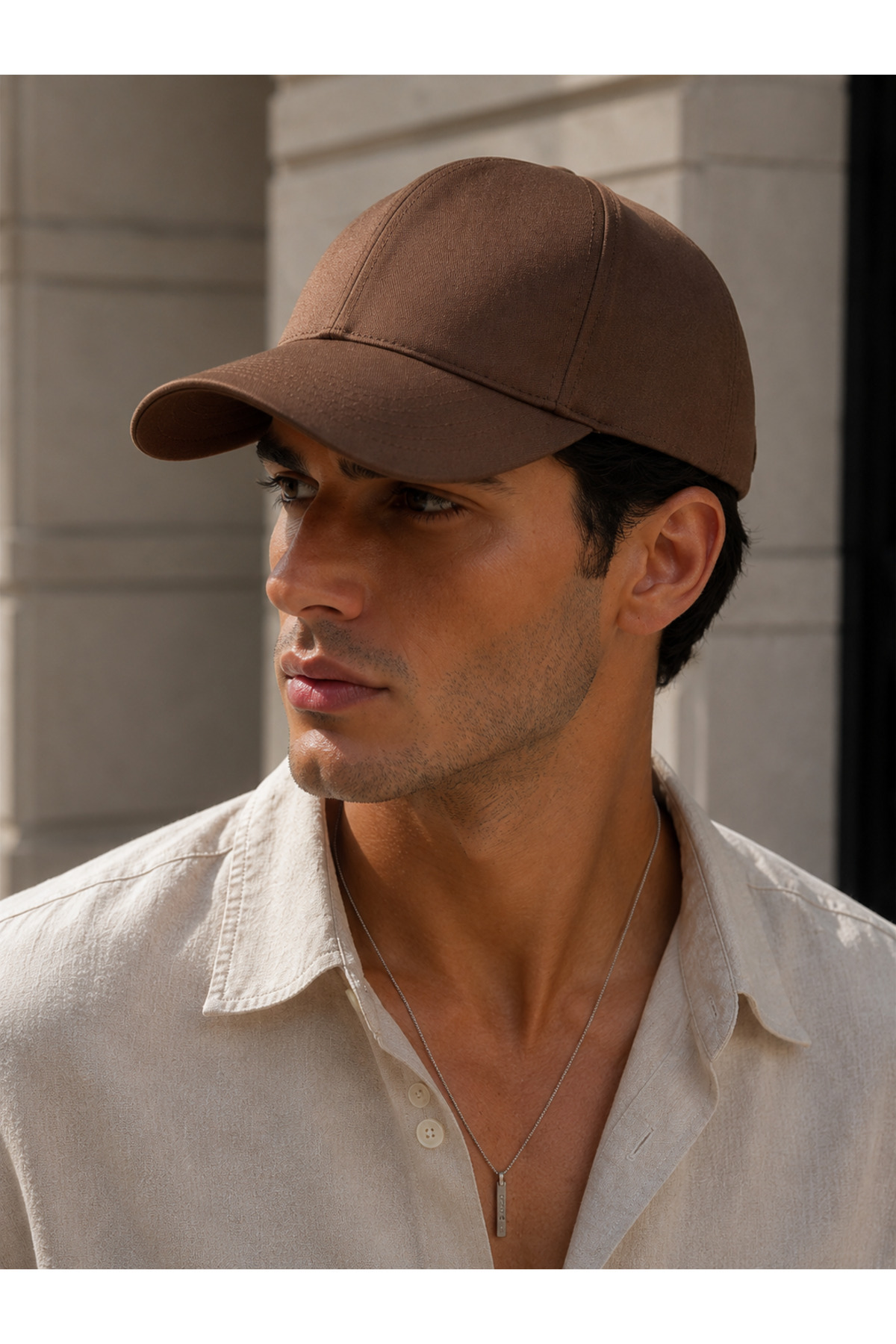 sf collection Kahverengi Düz Basic Baseball Şapka Unisex Ayarlanabilir Cap görsel 2