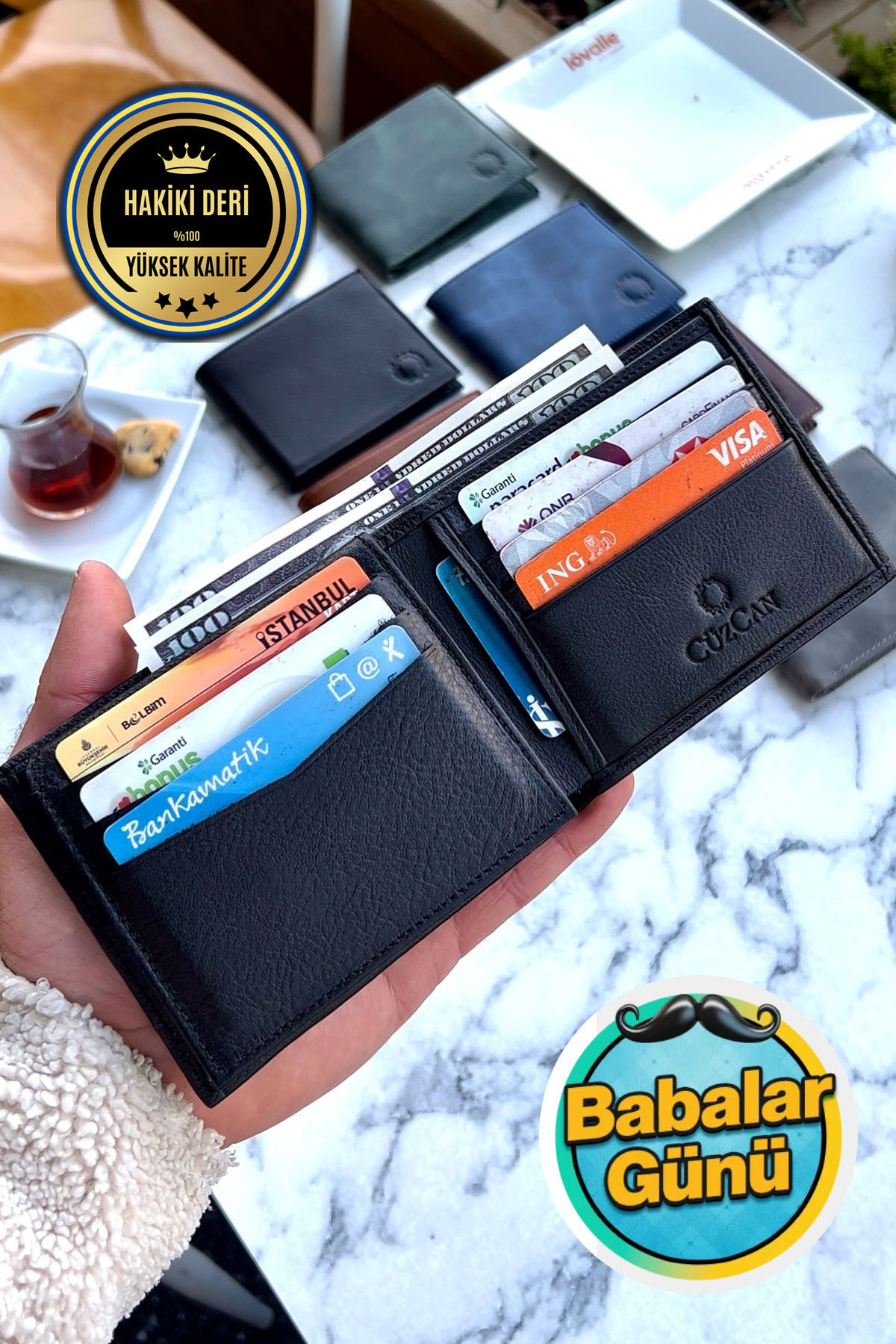 NYC Black Men's Genuine Leather Wallet with Plenty of Card Compartments - Personalized ( Genuine Leather Keychain Gift)