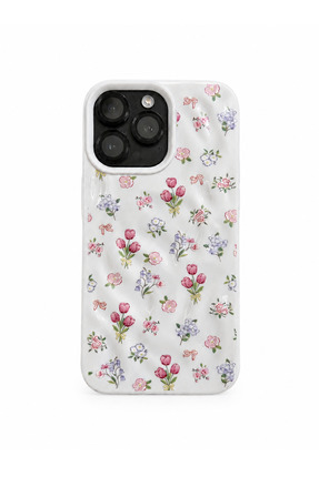 QUSCHU İphone 16 Pro Max Uyumlu Dalgalı Çiçek Desenli Yumuşak Silikon Telefon...