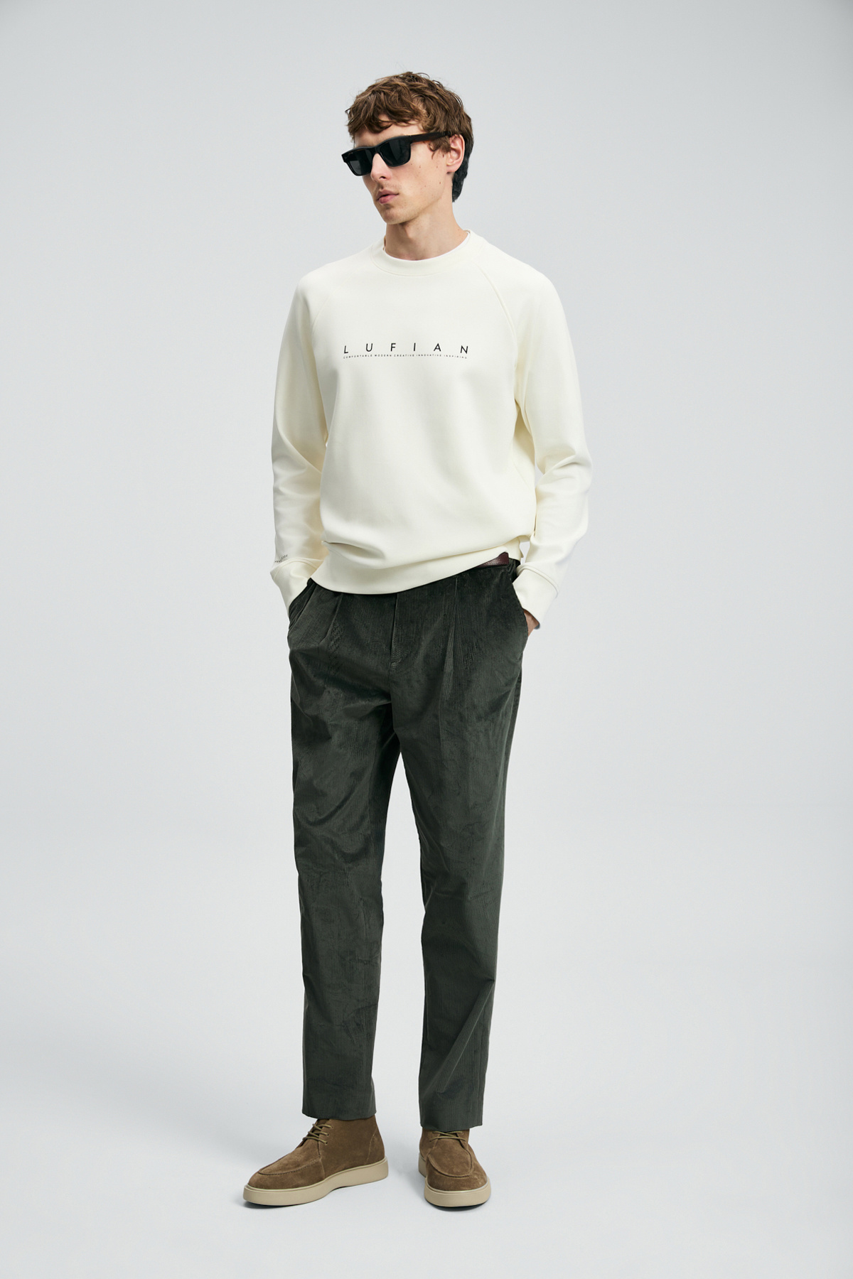 Lufian Cooper Erkek Sweatshirt Kırık Beyaz görsel 5