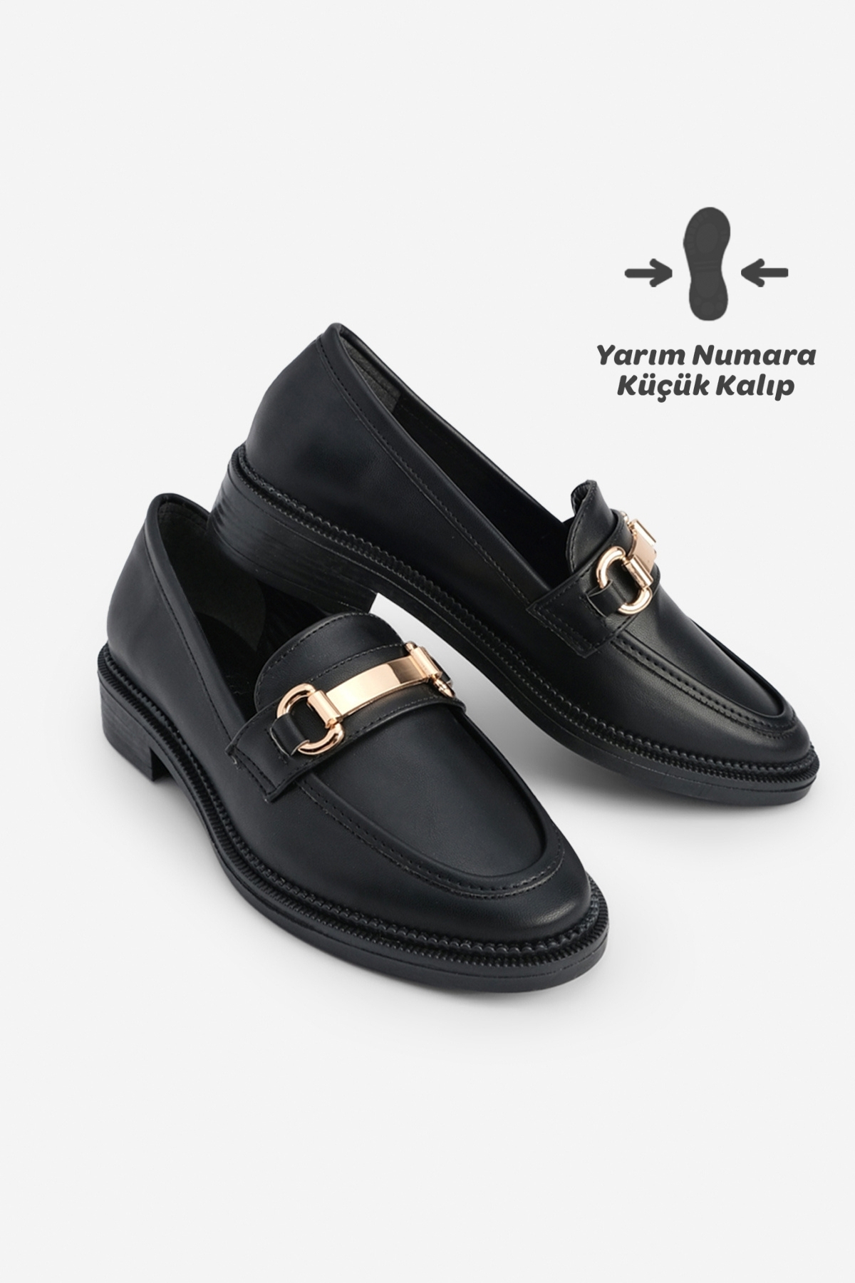 Marjin Kadın Loafer Makosen Casual Tokalı Günlük Ayakkabı Tonyas Siyah