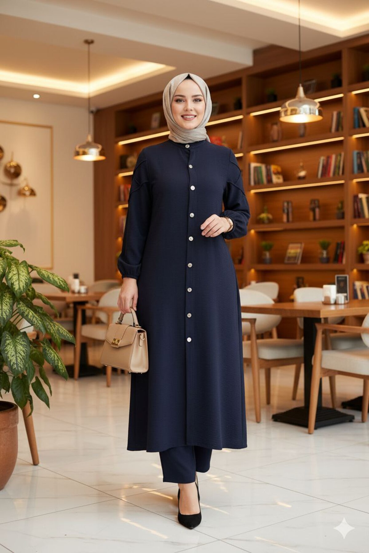 ALYA AYÇA TAKIM Tesettür 2li Tunik Pantolon Şık Tesettür Kombin