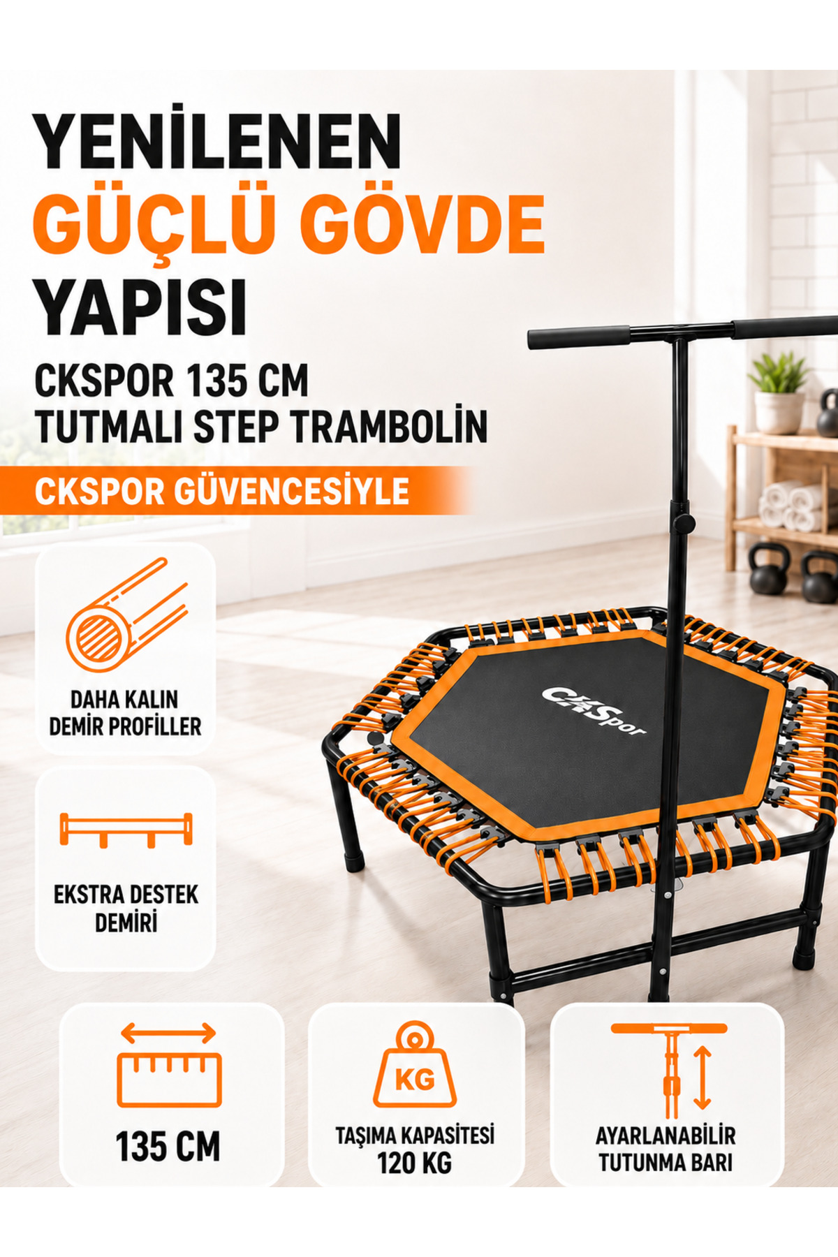 135 Cm '' (54 Inch) Stepper Trampoline with Grip