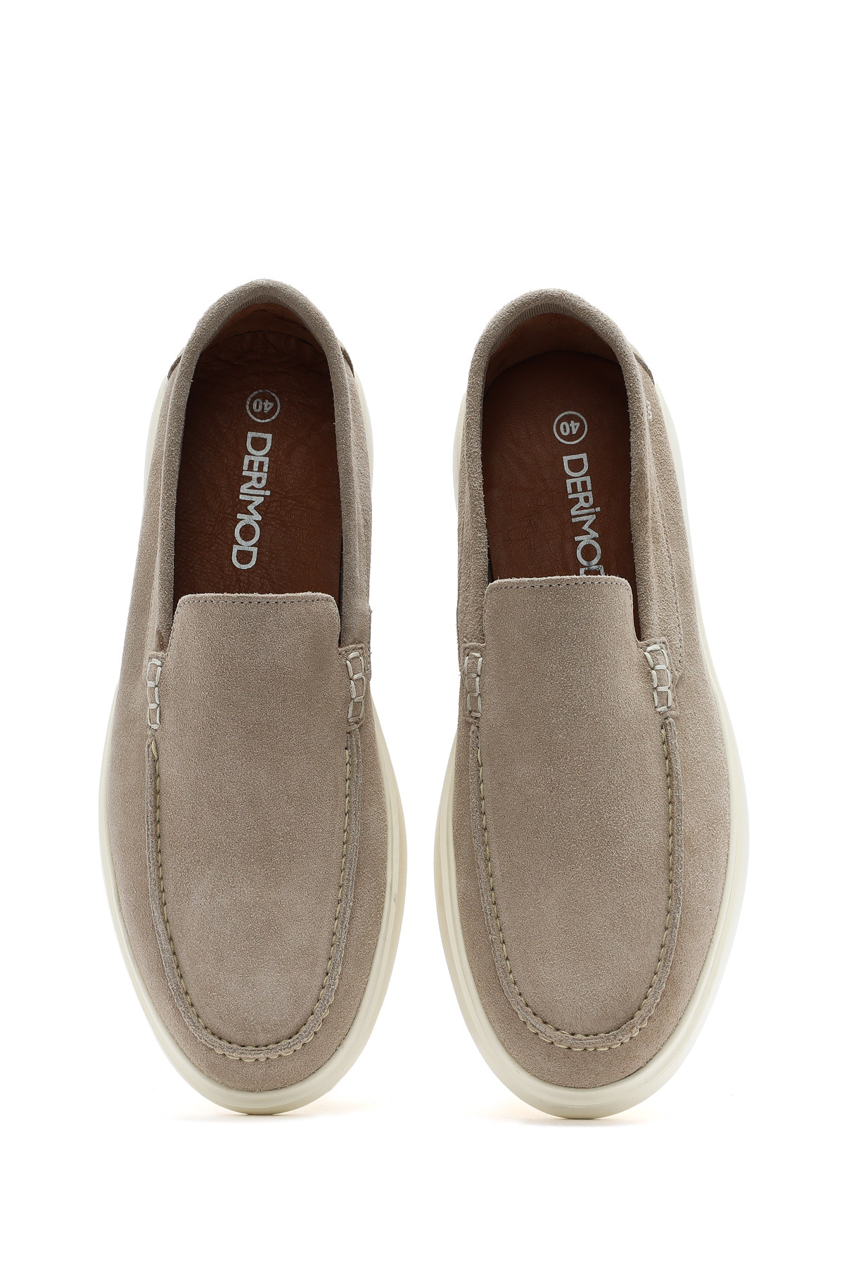 Derimod Erkek Bej Süet Deri Casual Loafer 26SFD707610 görsel 4