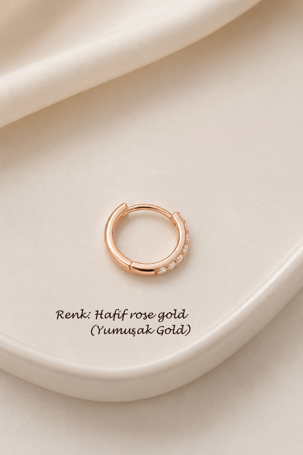 Sacce Scarves&Accessories Zirkon Taşlı Ince Halka Conch Piercing, Rodyum Kaplama | Tekli görsel 3