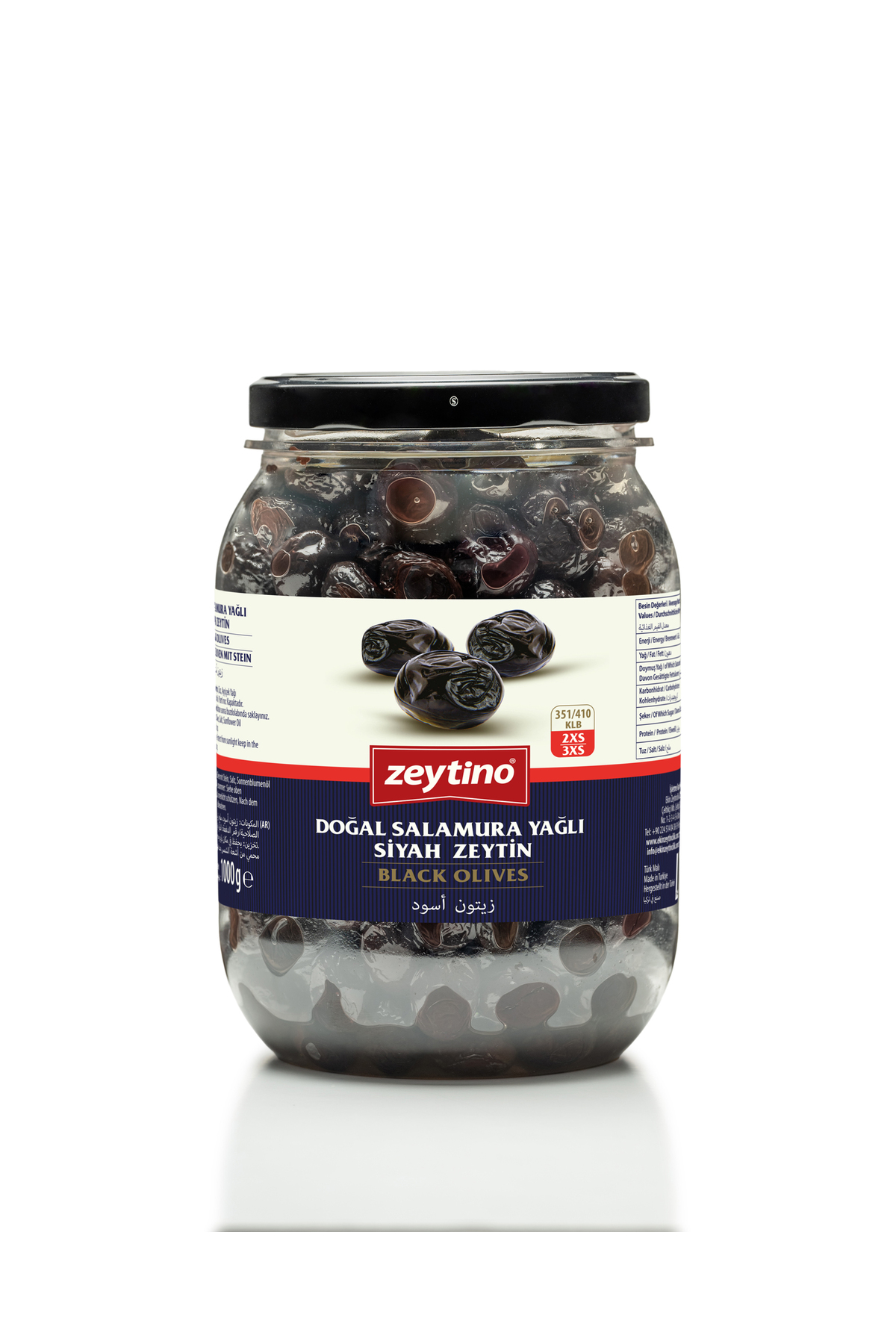 Zeytino Gemlik Siyah Zeytin Salamura Yağlı 1 kg (351/410) 2XS-3XS