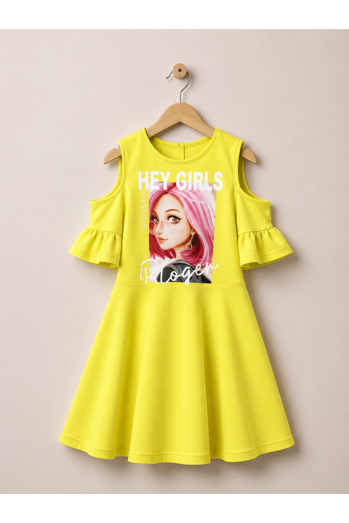 Girls Short Sleeve Lycra Combed Cotton Printed Dress